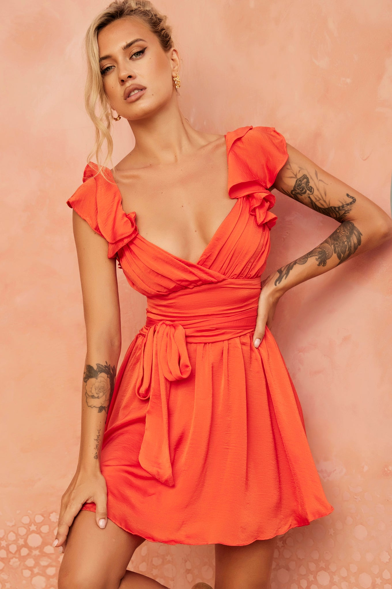 Fairytale Ending Mini Dress - Tangerine | Sage and Paige AUS.