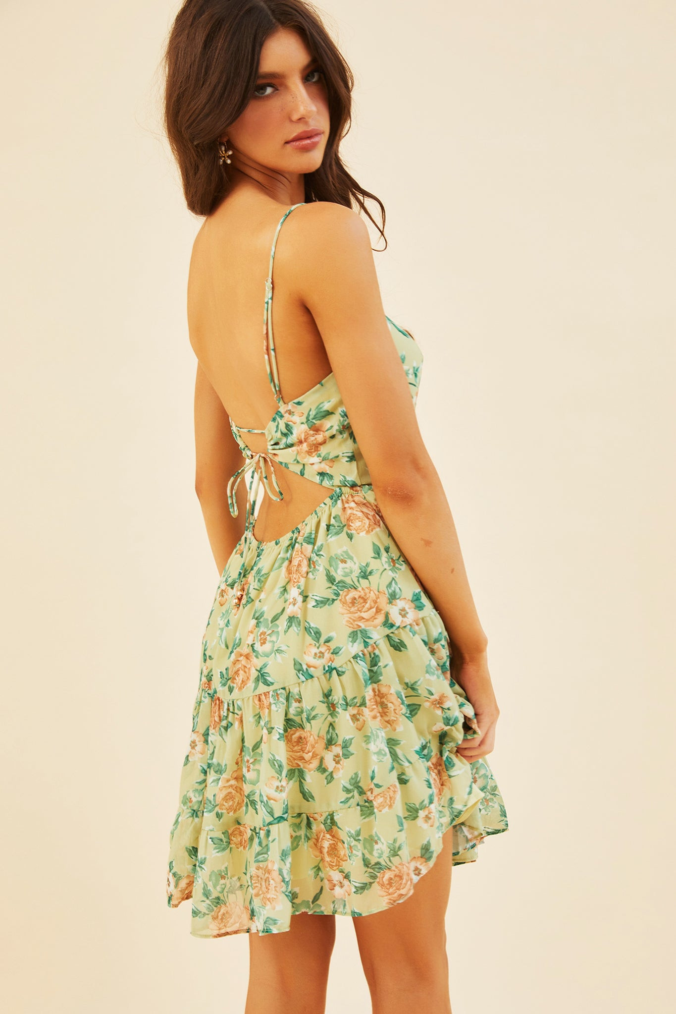 Carmela Mini Dress - Green Print | Sage and Paige AUS.