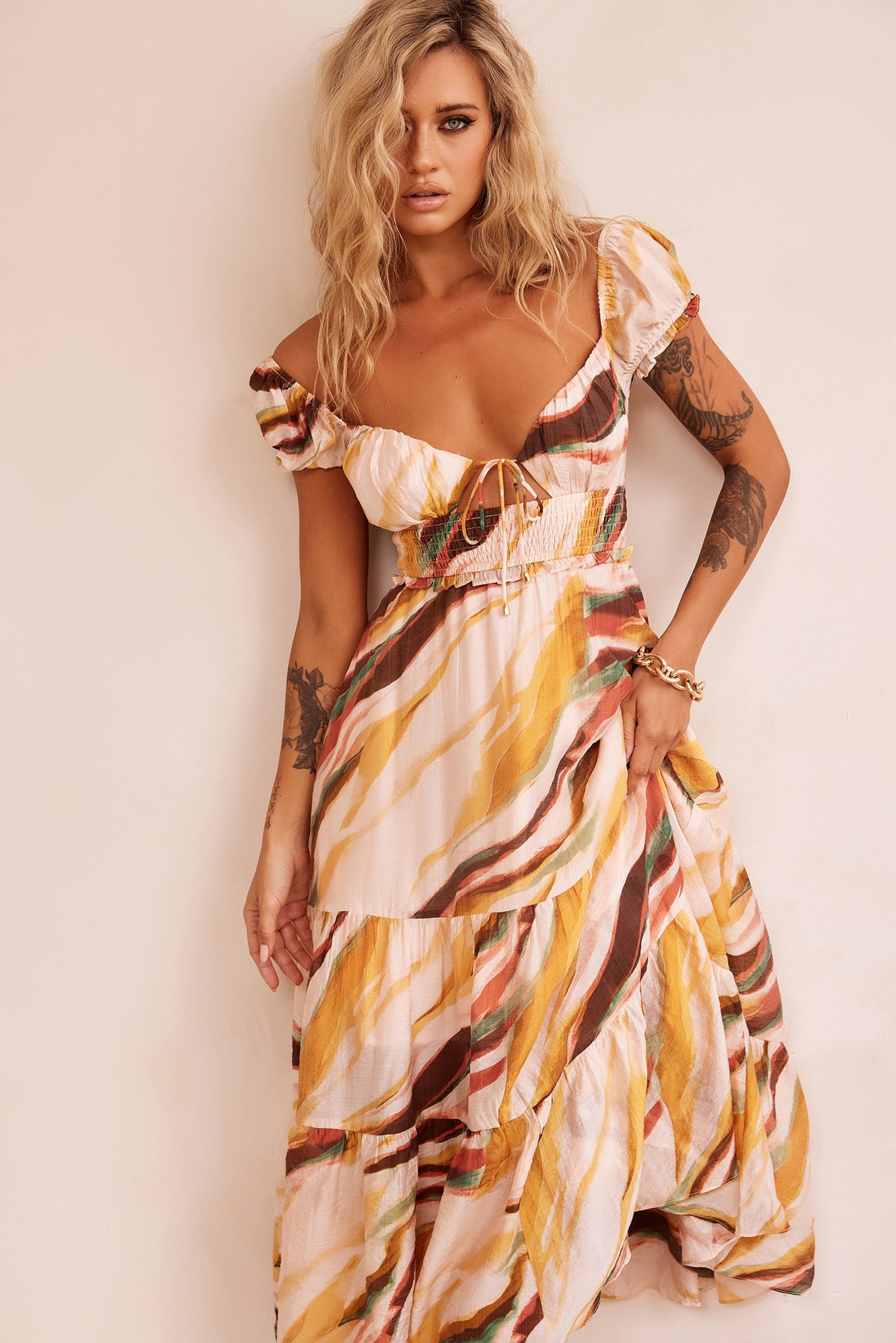 Ruffle It Up Maxi Dress - Yellow Multi | Sage and Paige AUS.