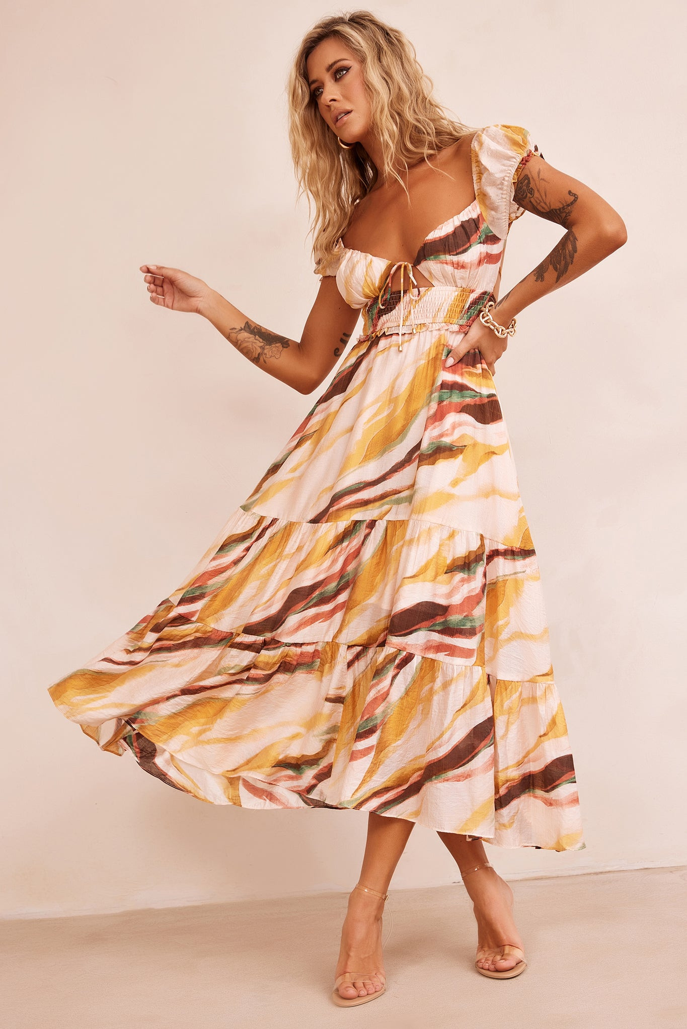 Ruffle It Up Maxi Dress - Yellow Multi | Sage and Paige AUS.