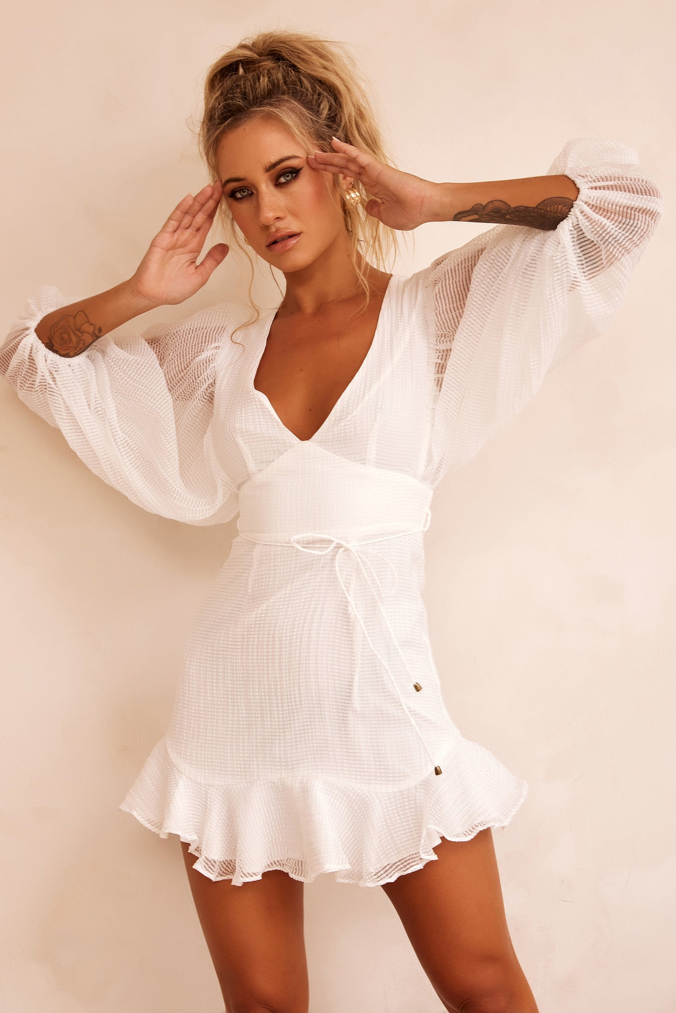 Down To Earth Mini Dress - White | Sage and Paige AUS.
