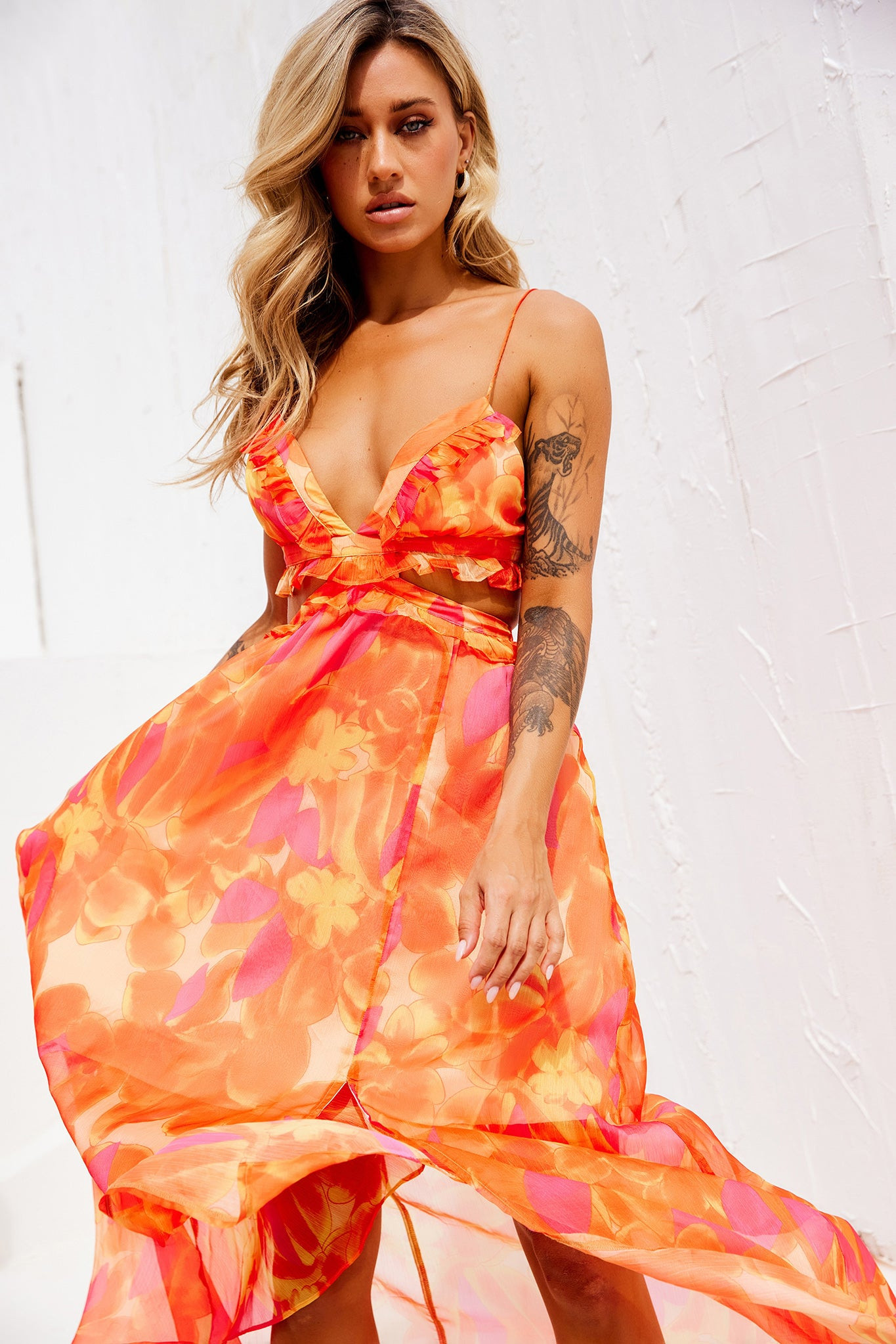 Early Sunset Maxi Dress - Tangerine | Sage and Paige AUS.