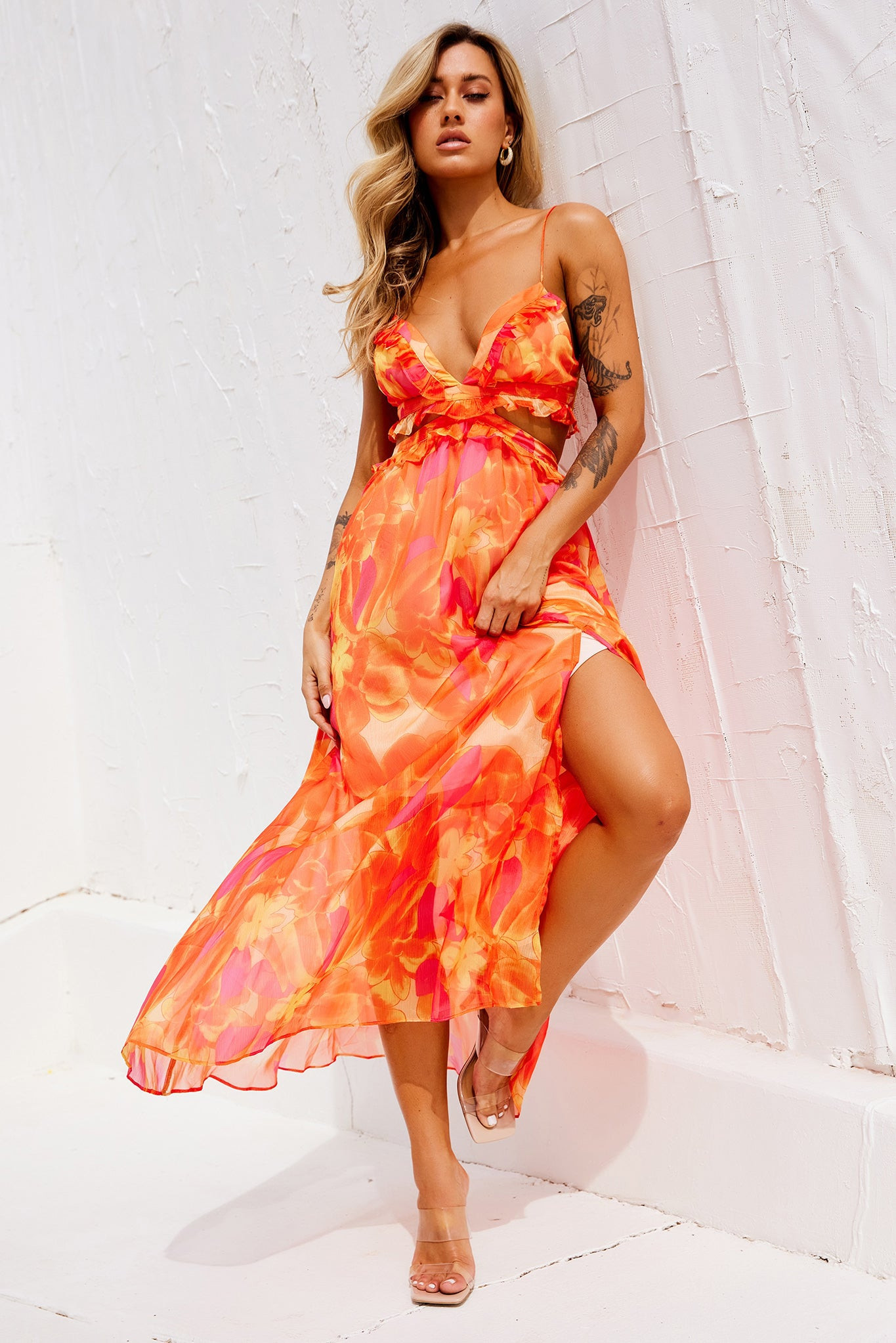 Early Sunset Maxi Dress - Tangerine | Sage and Paige AUS.