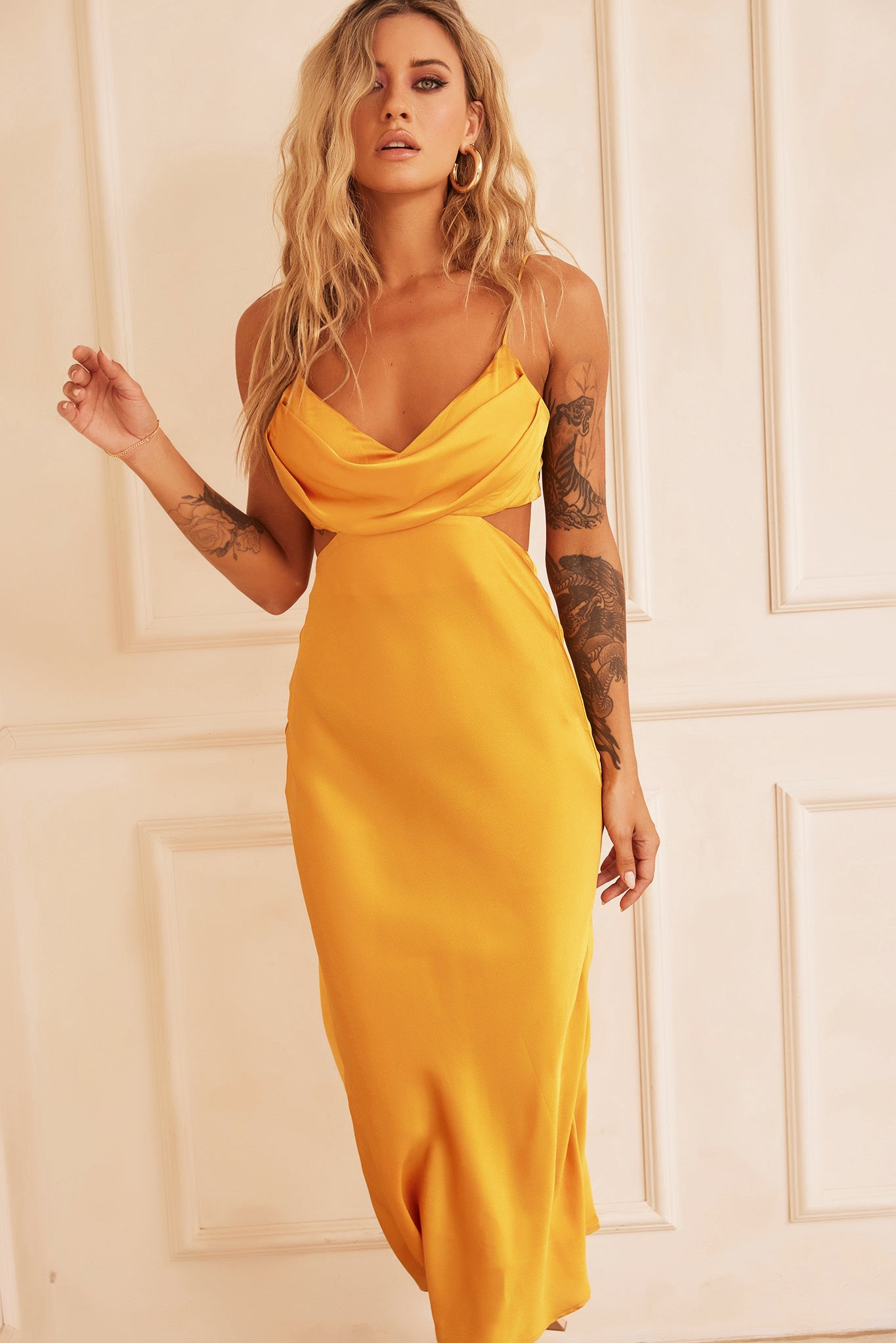 Delta Midi Dress - Mustard | Sage and Paige AUS.