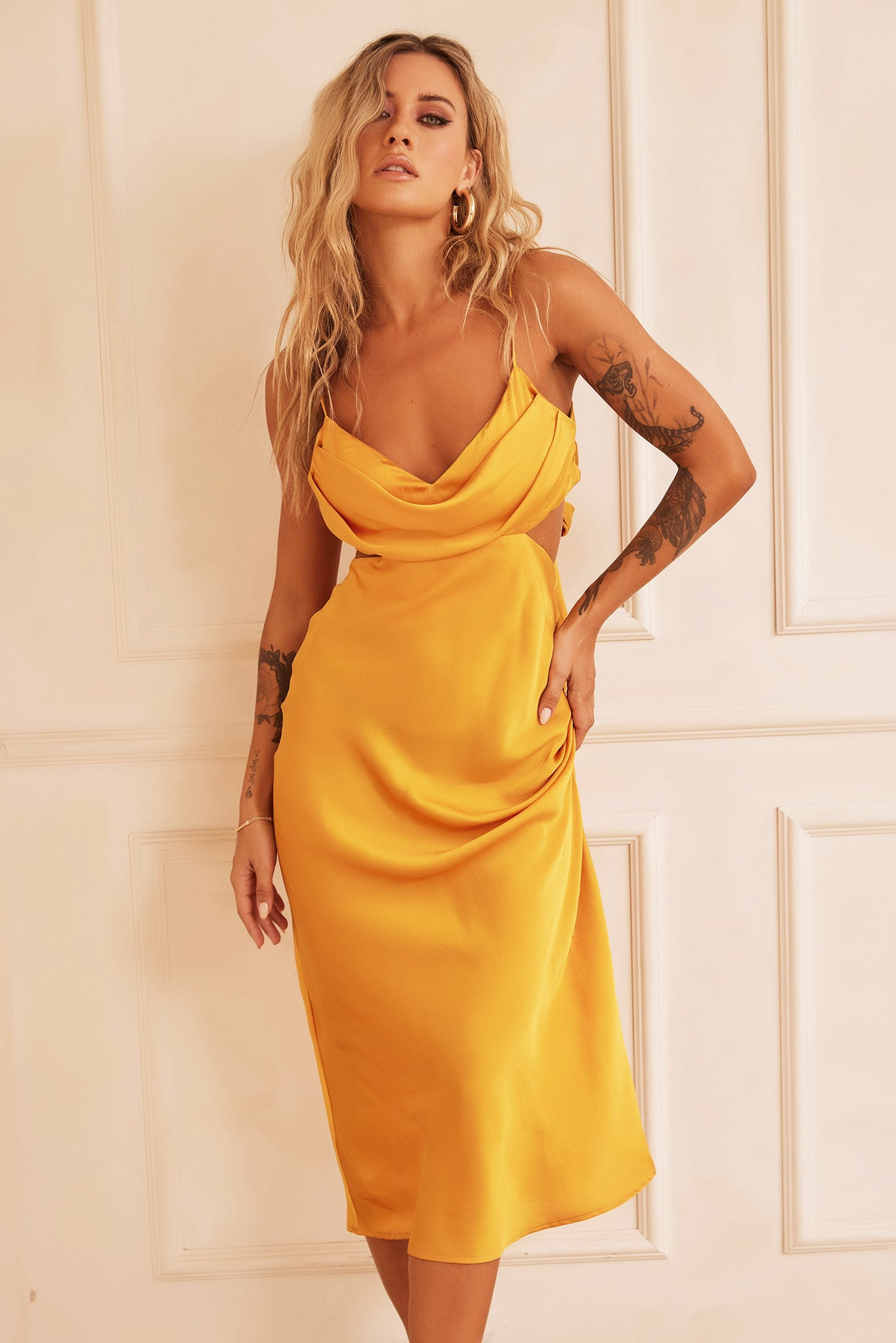 Delta Midi Dress - Mustard | Sage and Paige AUS.