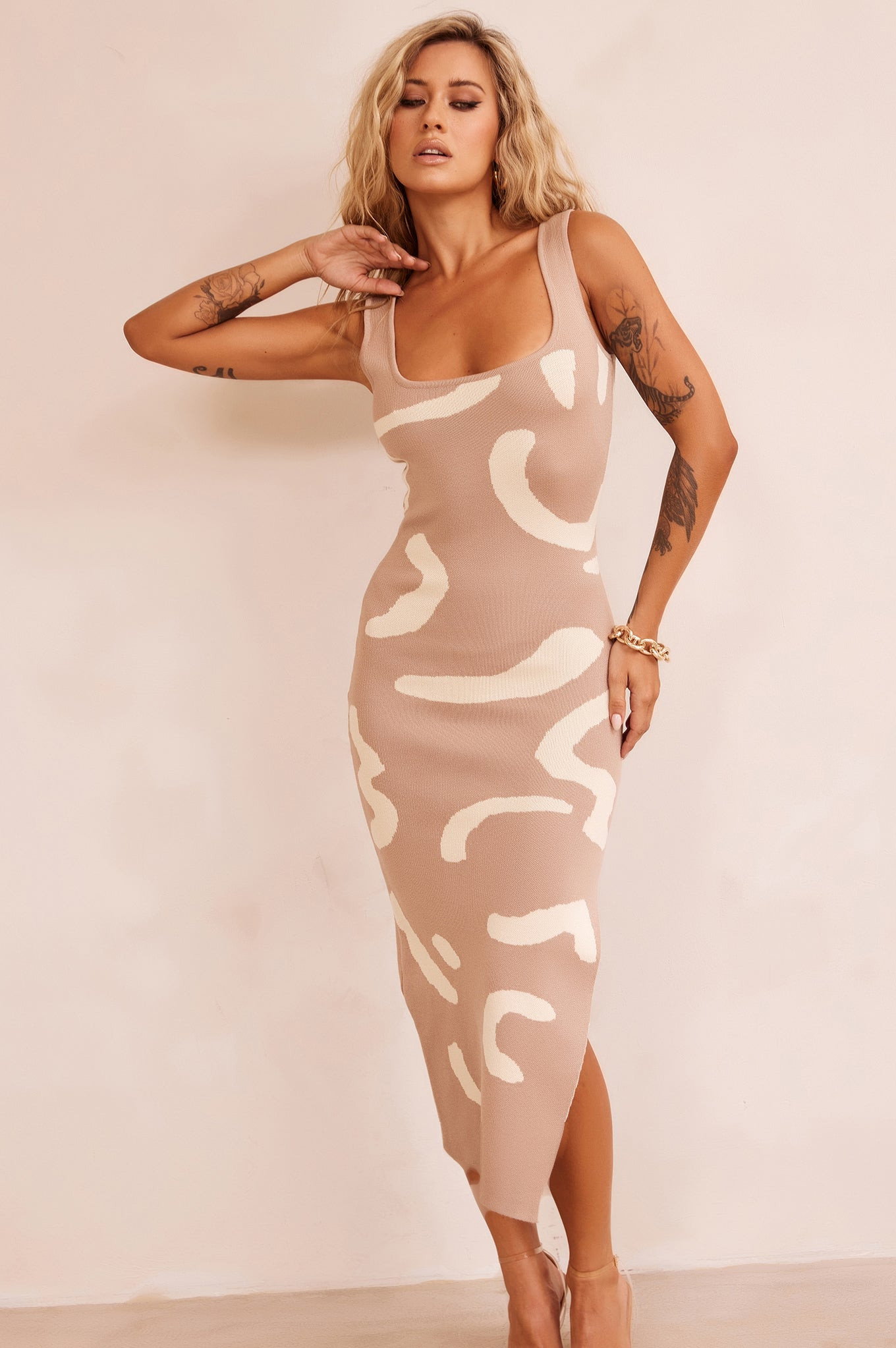 Attached Knit Midi Dress - Camel | Sage and Paige AUS.