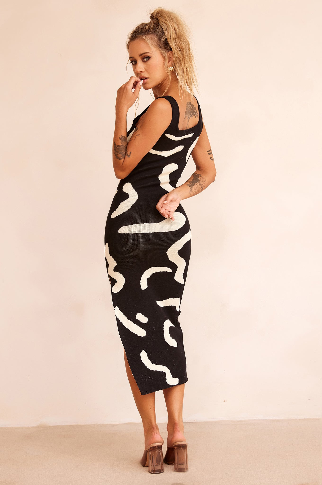 Attached Knit Midi Dress - Black | Sage and Paige AUS.