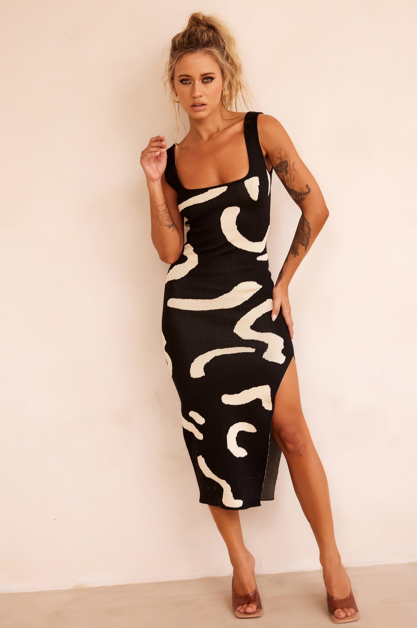 Attached Knit Midi Dress - Black | Sage and Paige AUS.