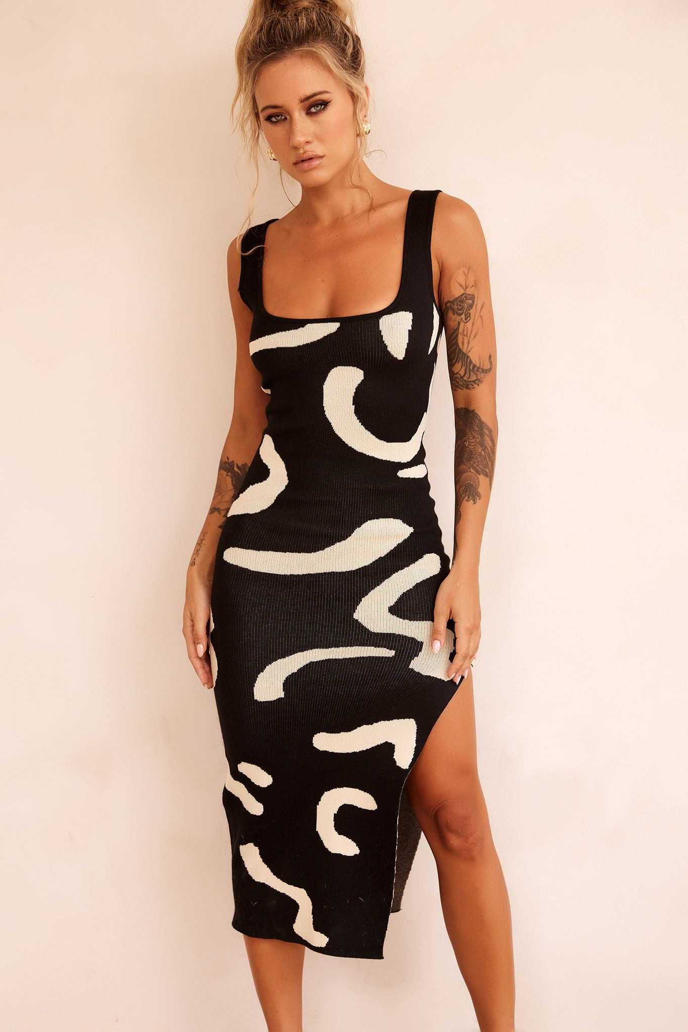 Attached Knit Midi Dress - Black | Sage and Paige AUS.