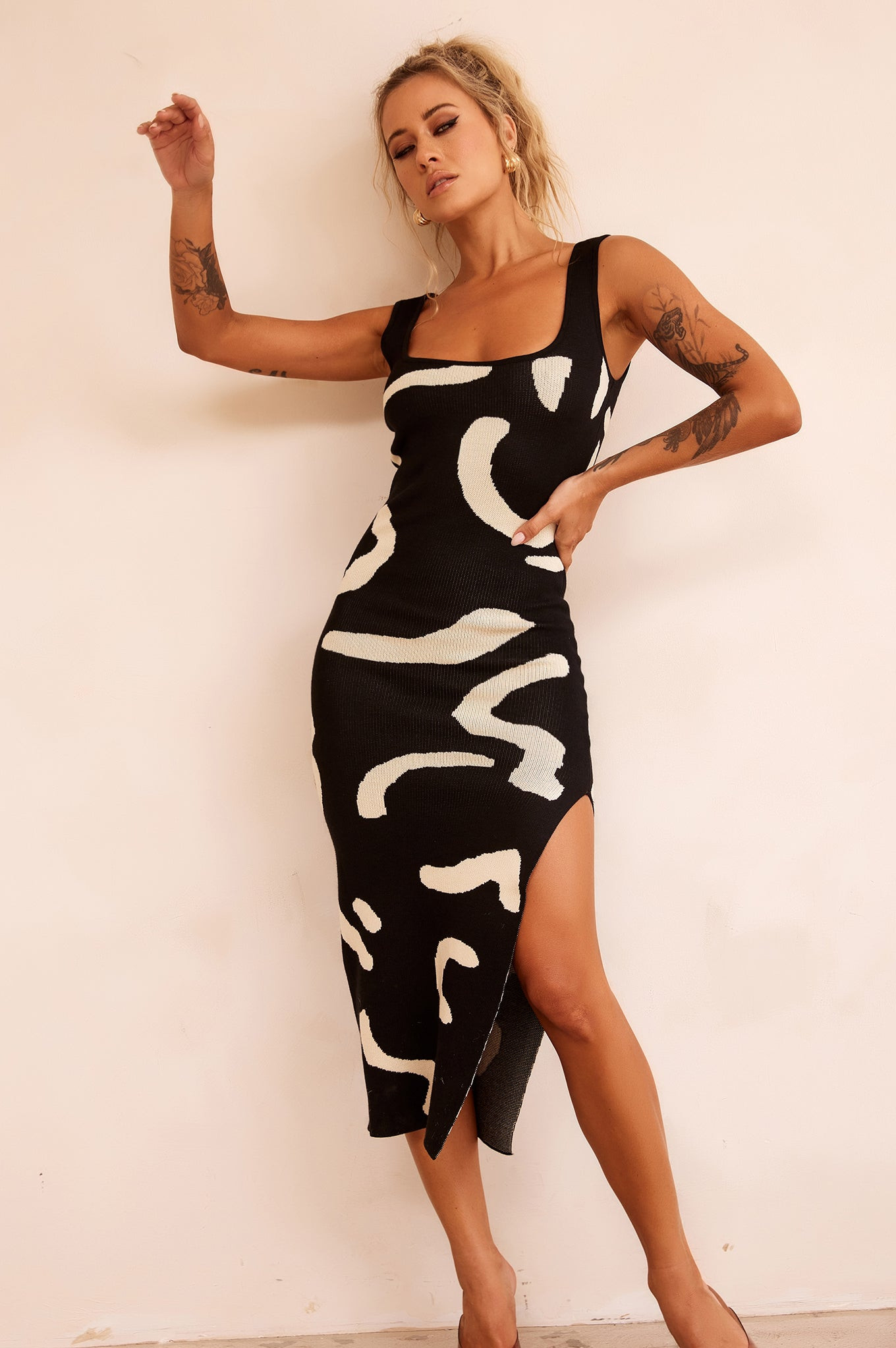 Attached Knit Midi Dress - Black | Sage and Paige AUS.