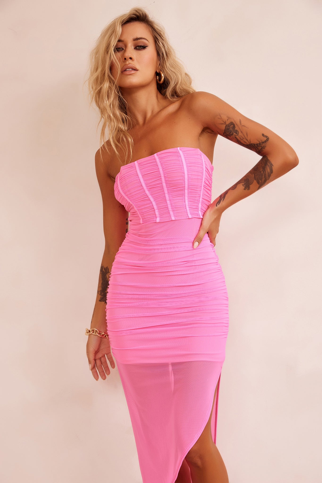 Soho Midi Dress - Neon Pink | Sage and Paige AUS.