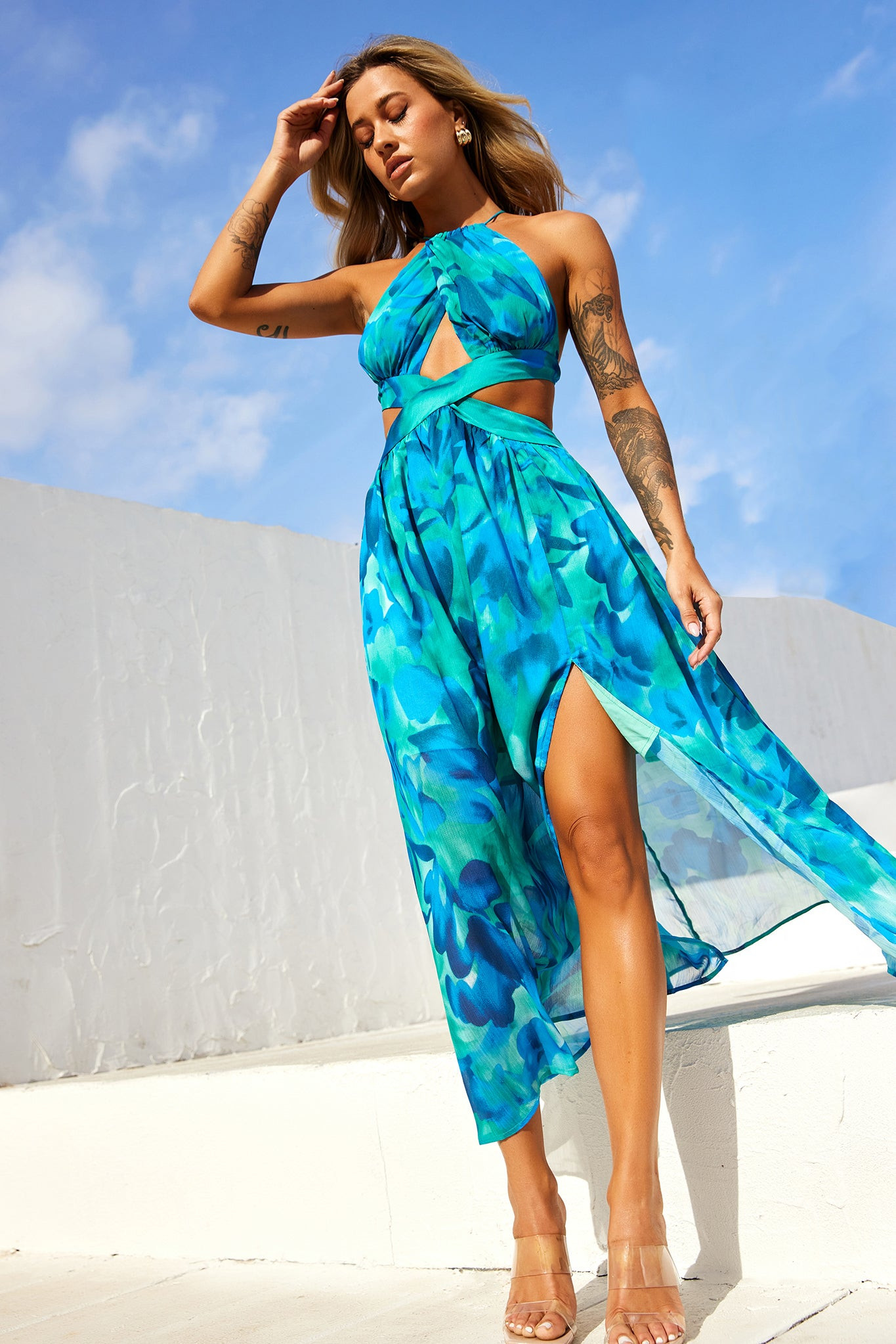 Havana Bloom Maxi Dress - Blue Multi | Sage and Paige AUS.
