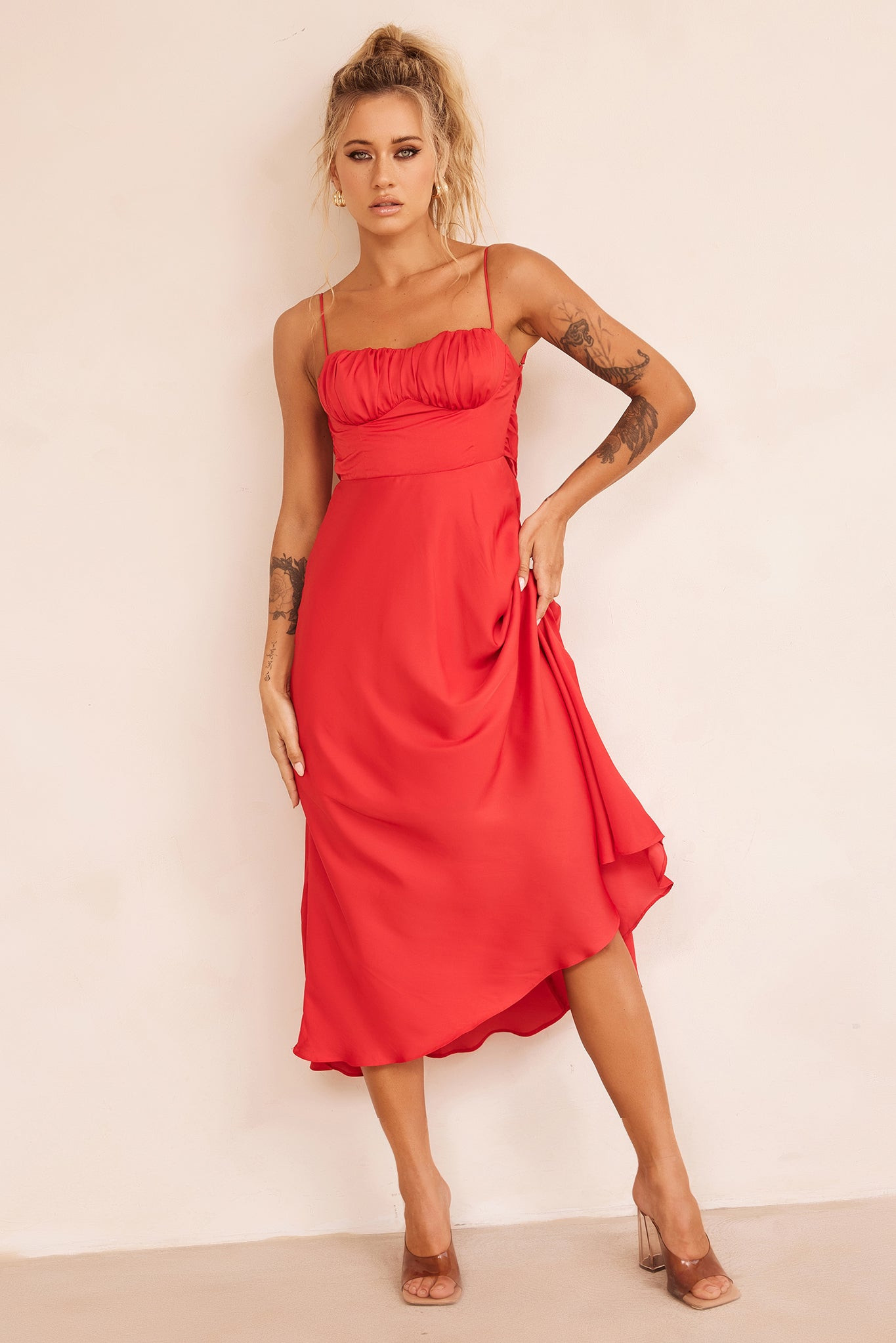 Affectionate Love Midi Dress - Red | Sage and Paige AUS.