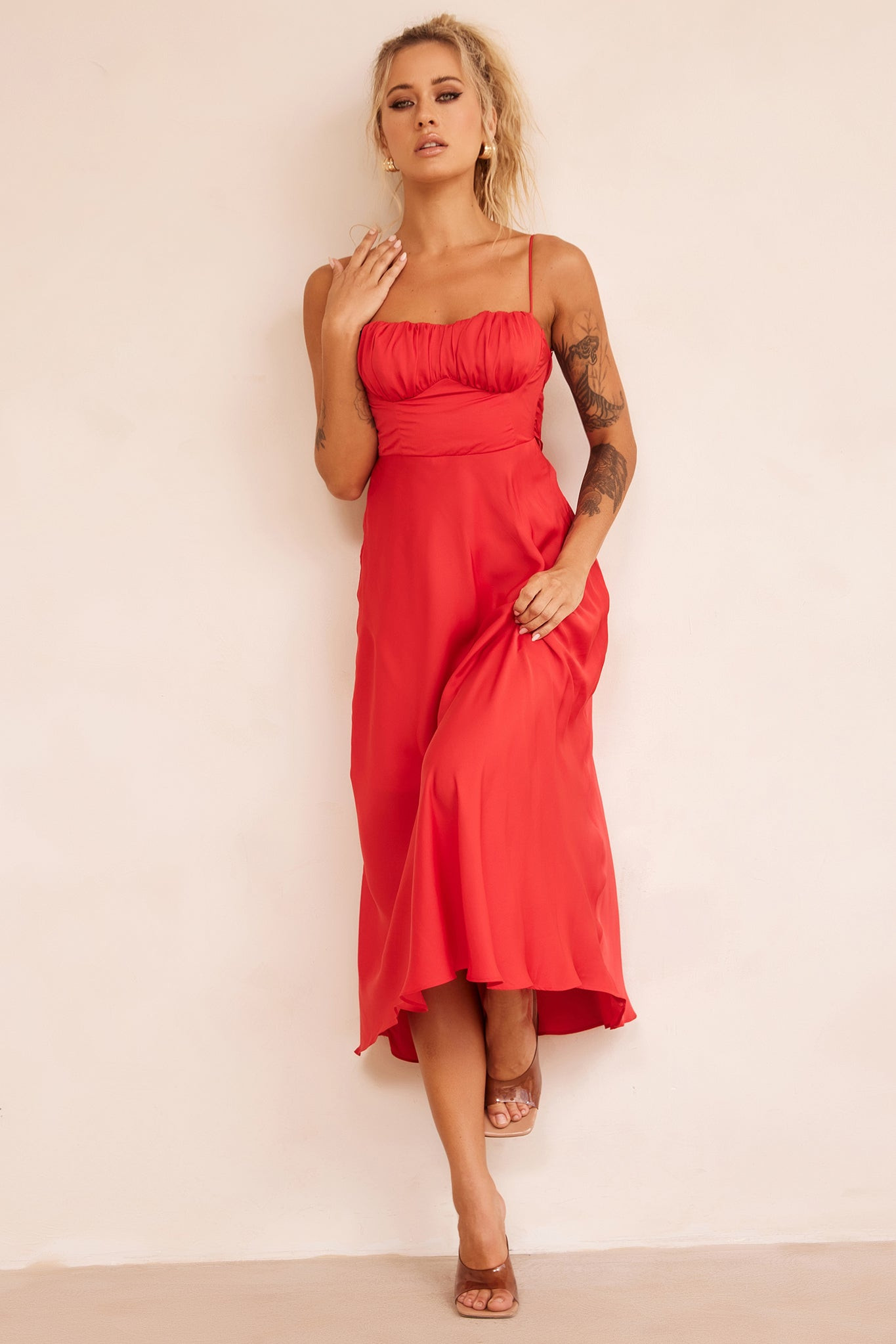 Affectionate Love Midi Dress - Red | Sage and Paige AUS.