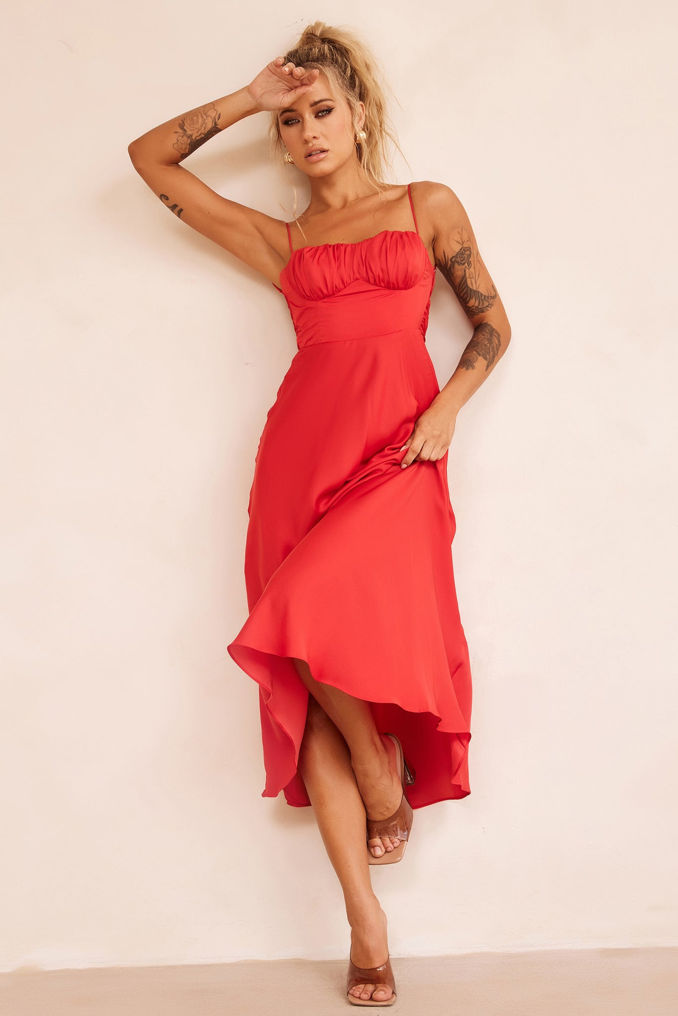 Affectionate Love Midi Dress - Red | Sage and Paige AUS.