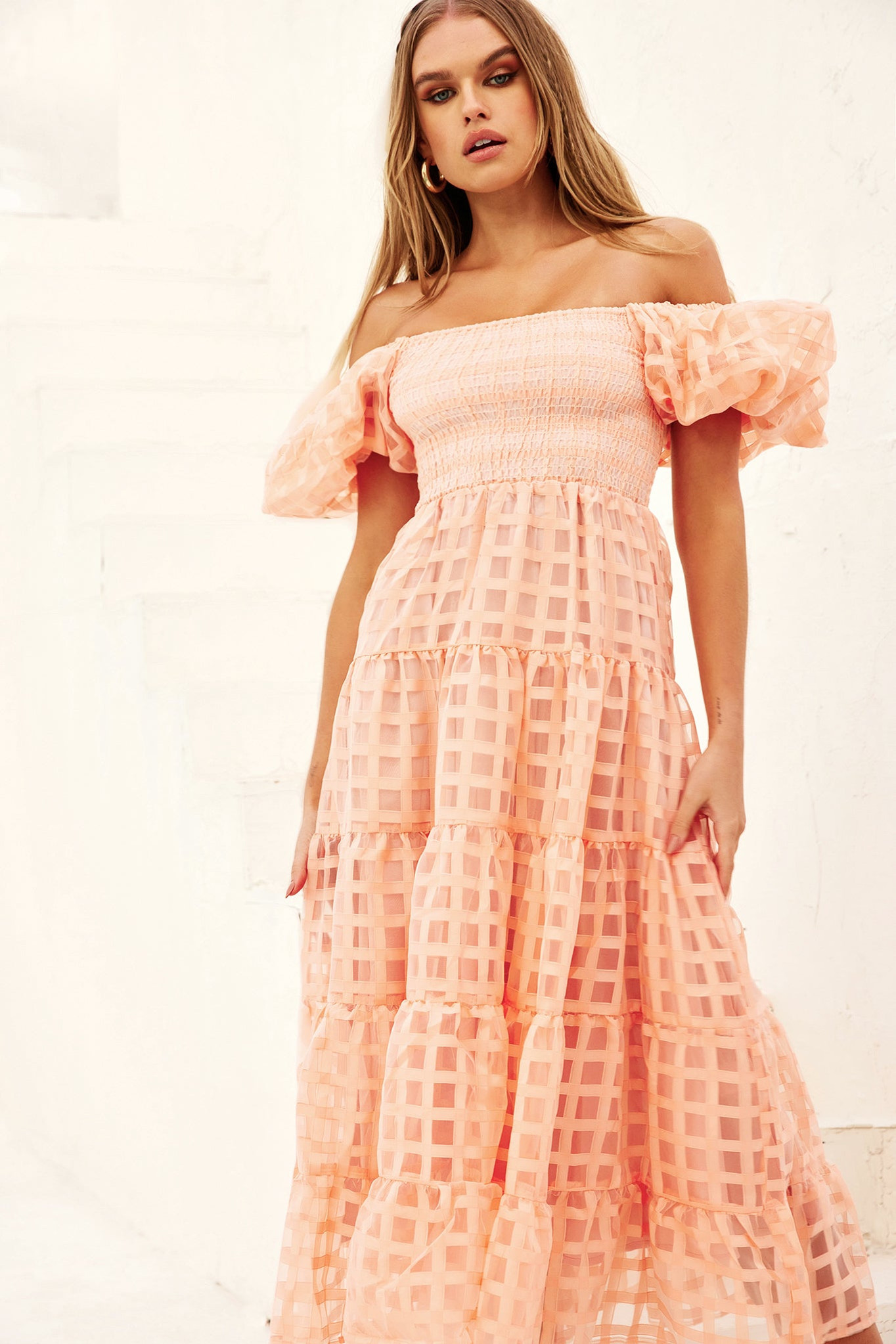 Gin Midi Dress - Peach | Sage and Paige AUS.