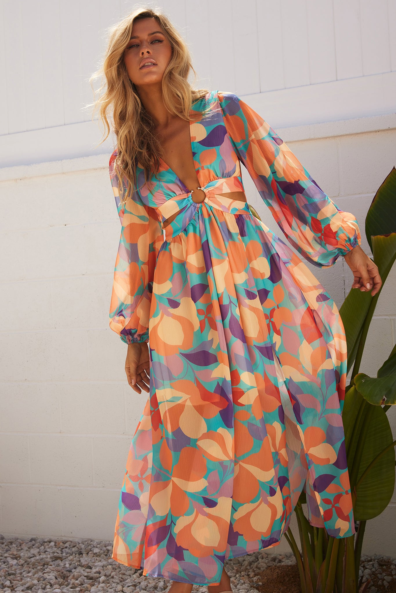 Shooting Stars Maxi Dress - Orange Multi | Sage and Paige AUS.