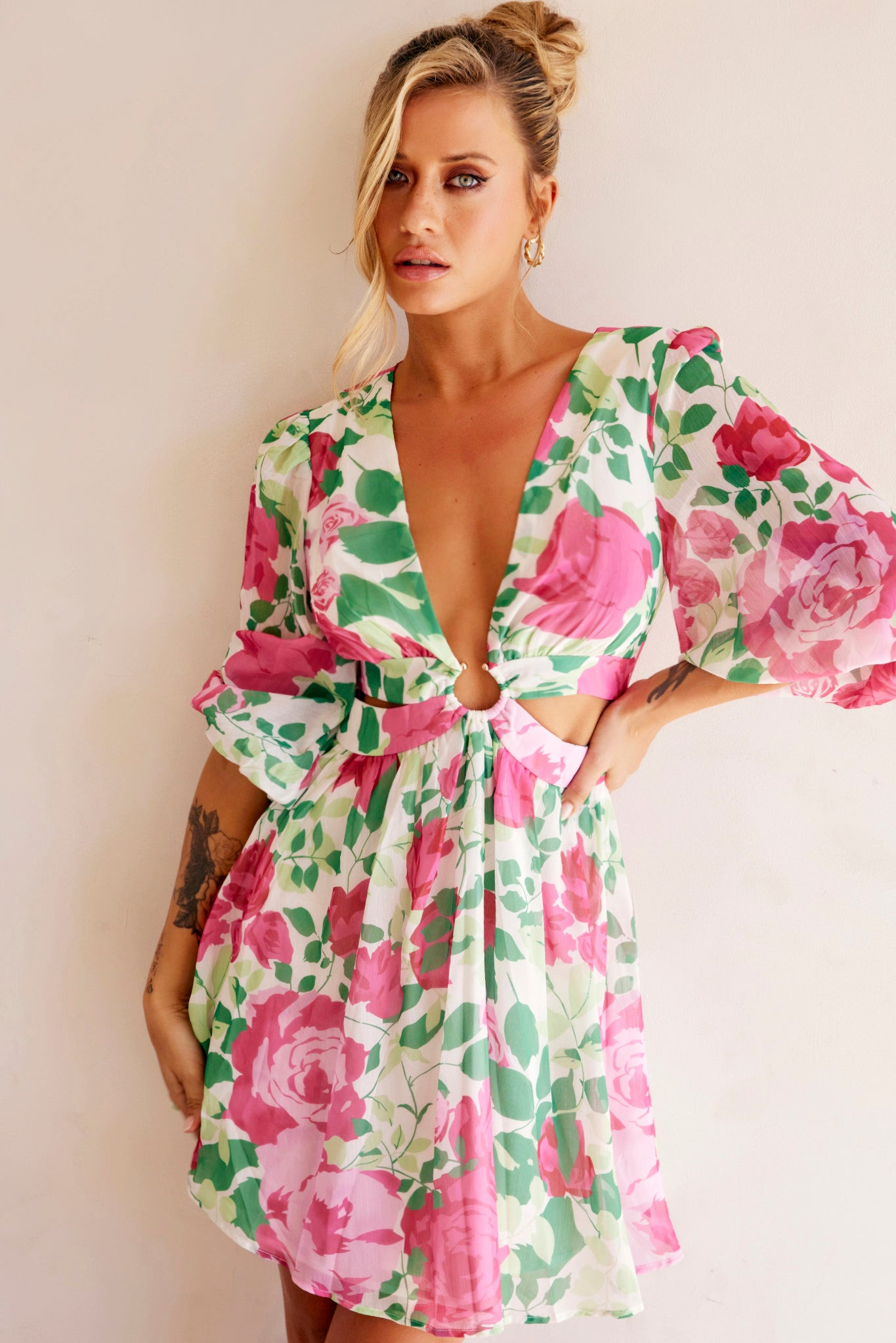 Rose Garden Mini Dress - Pink Multi | Sage and Paige AUS.