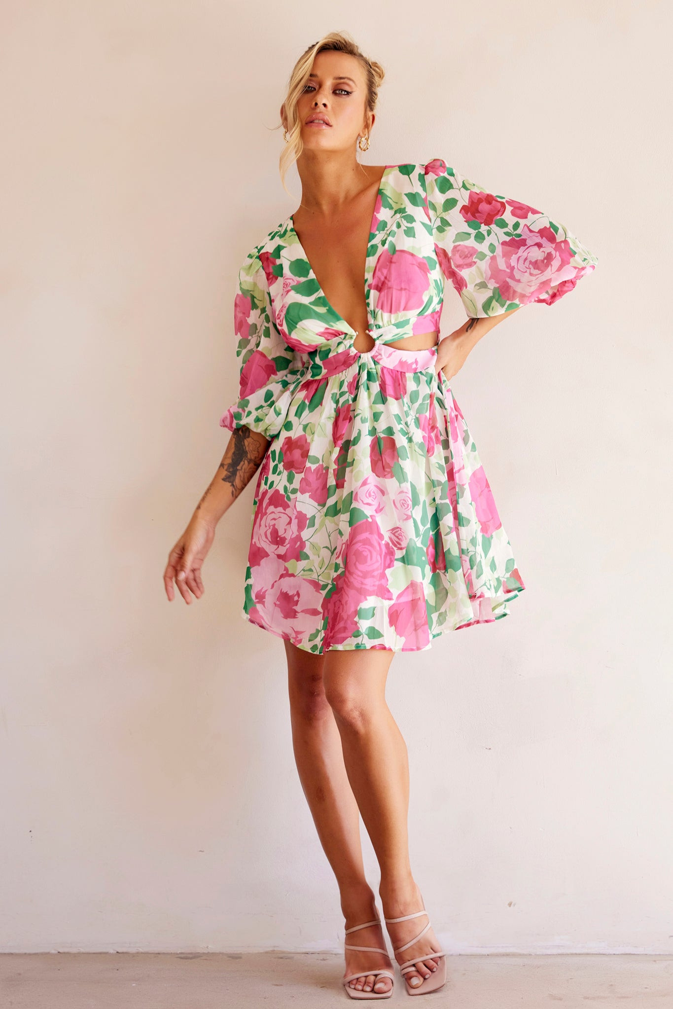 Rose Garden Mini Dress - Pink Multi | Sage and Paige AUS.