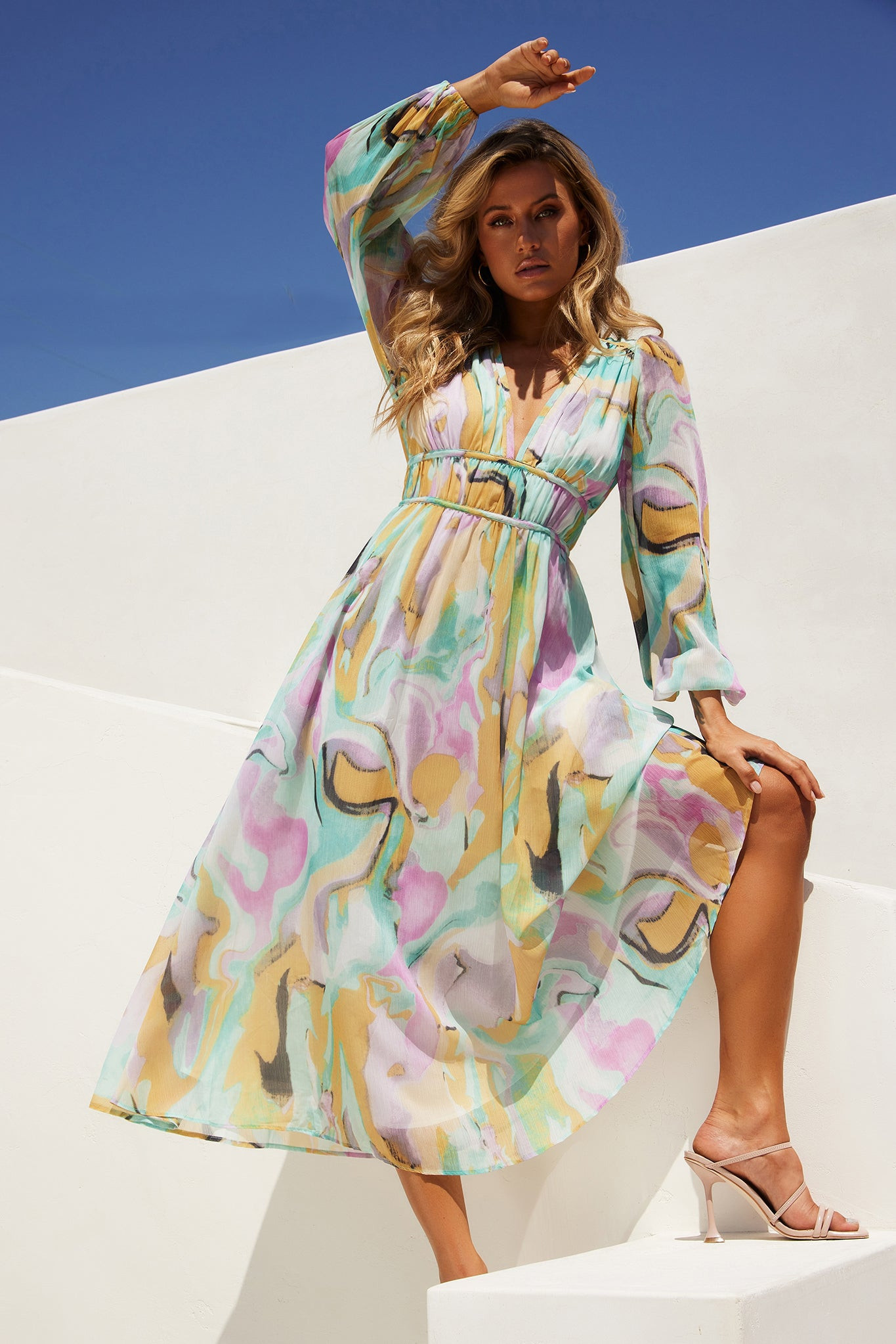 All Cloud Burst Midi Dress - Mint Multi | Sage and Paige AUS.
