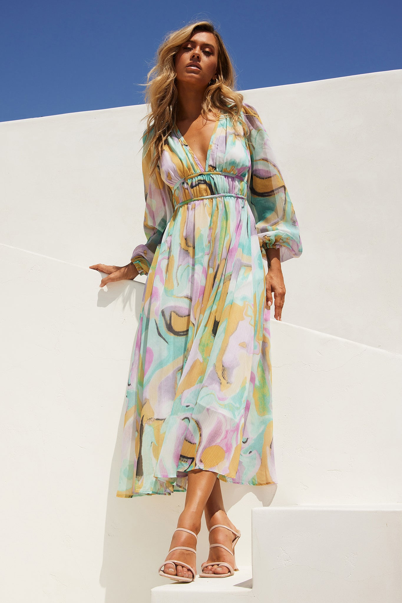 All Cloud Burst Midi Dress - Mint Multi | Sage and Paige AUS.