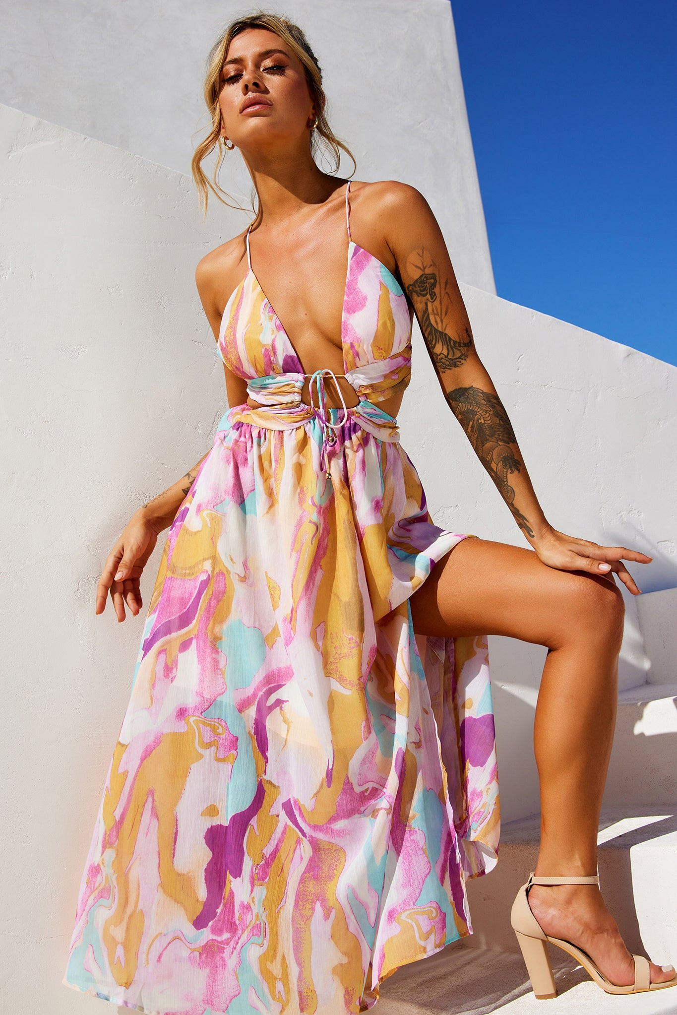 Dreamy Good Midi Dress - Purple Multi | Sage and Paige AUS.