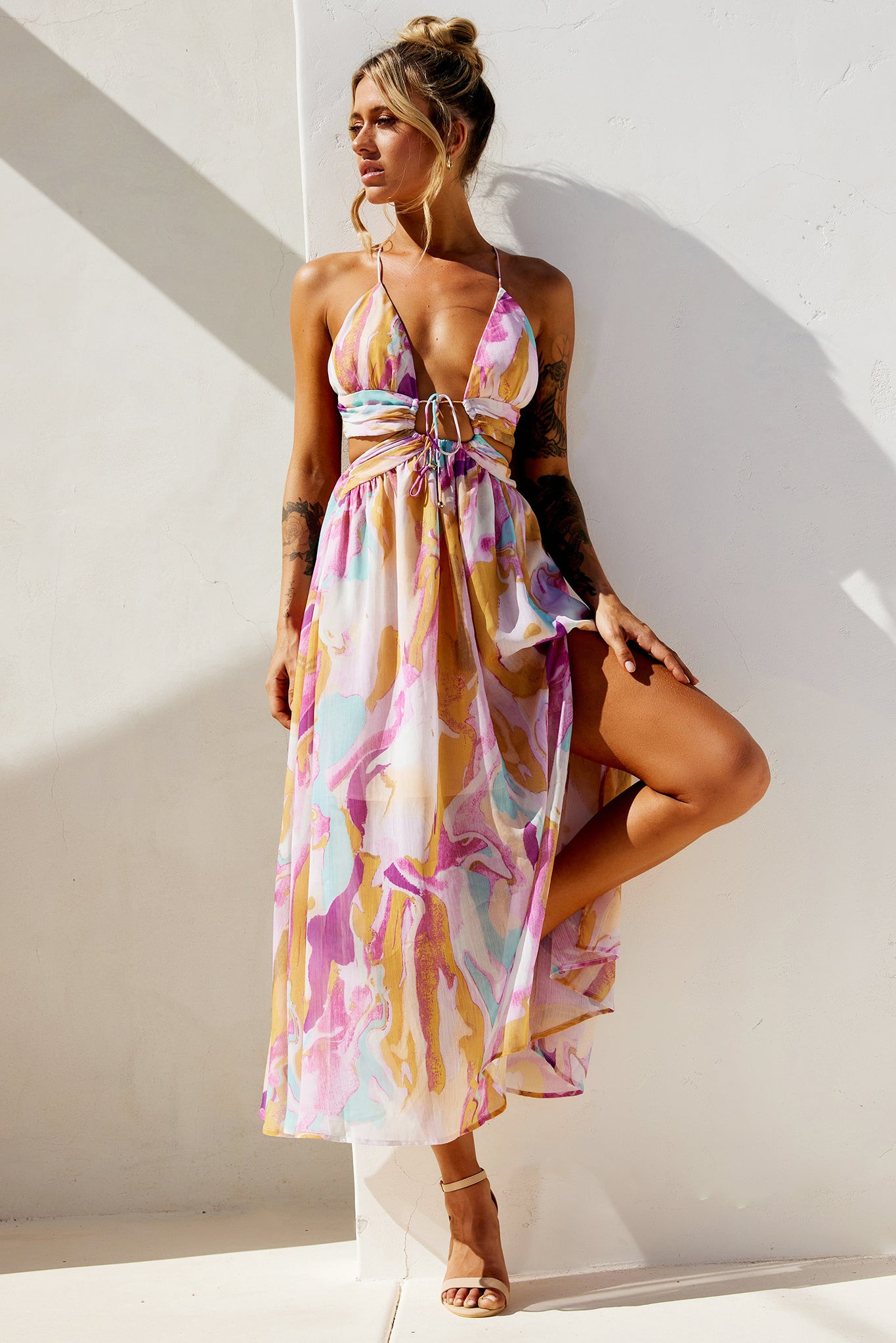 Dreamy Good Midi Dress - Purple Multi | Sage and Paige AUS.