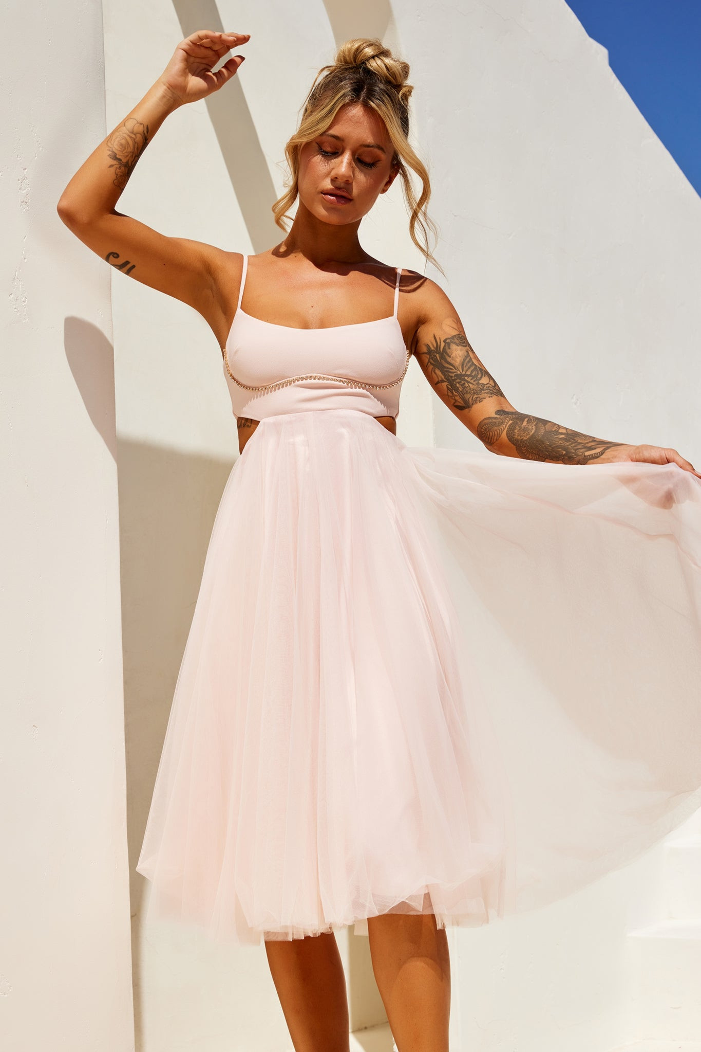 Got Glam Midi Dress - Blush | Sage and Paige AUS.
