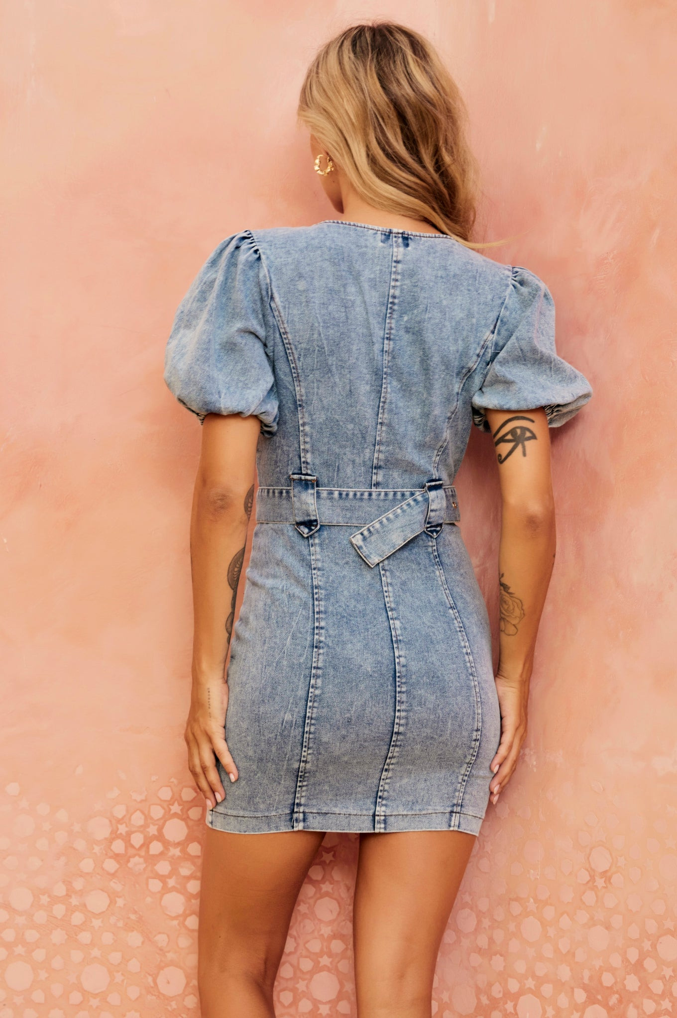 Another Love Denim Mini Dress - Washed Blue | Sage and Paige AUS.