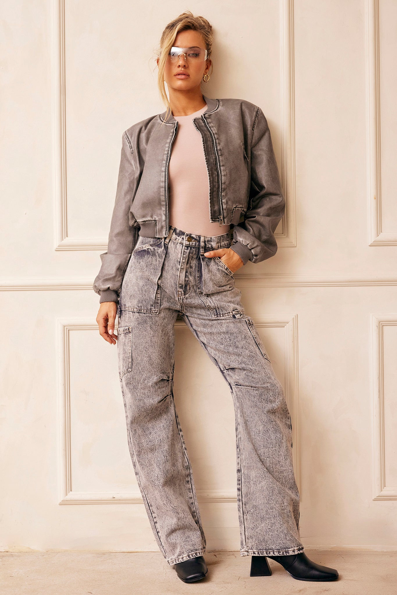 Boy Meets Girl Biker Jacket - Slate | Sage and Paige AUS.