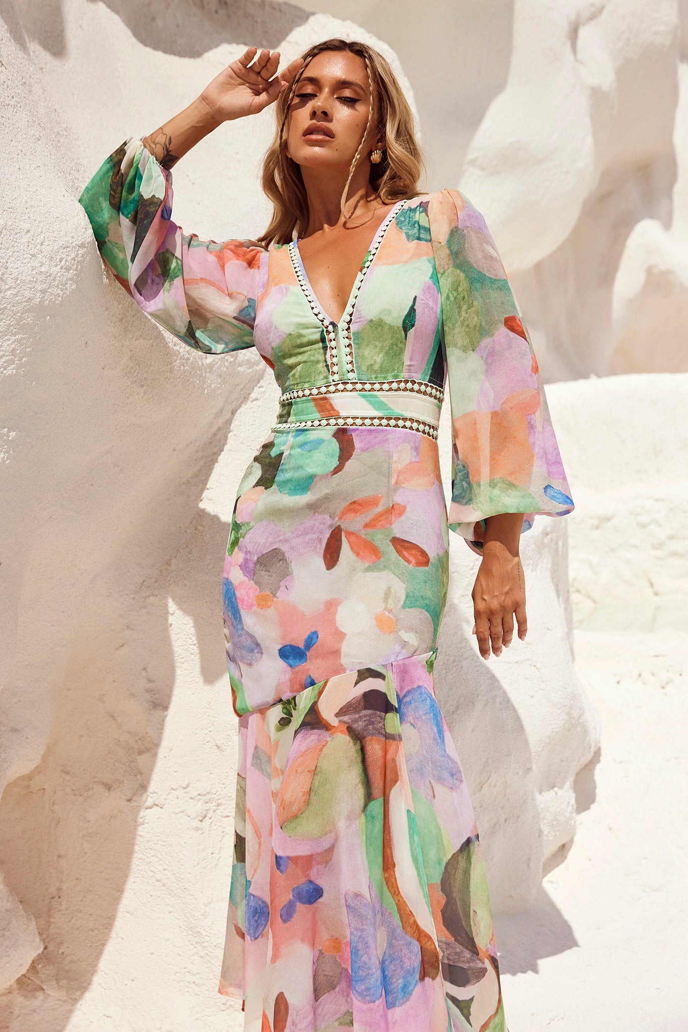 Fine Sweet Maxi Dress - Mint Multi | Sage and Paige AUS.