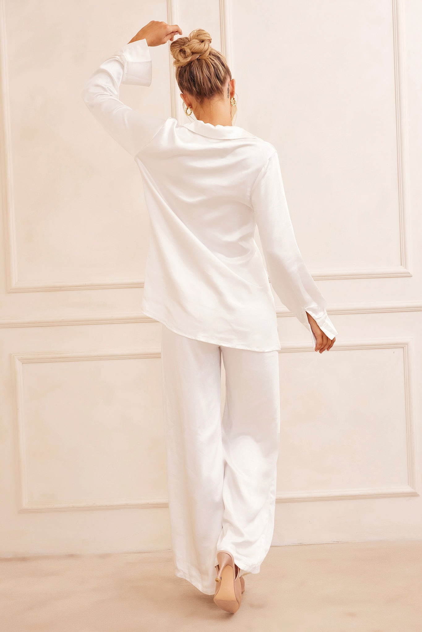 Brooklin Satin Pants - White | Sage and Paige AUS.