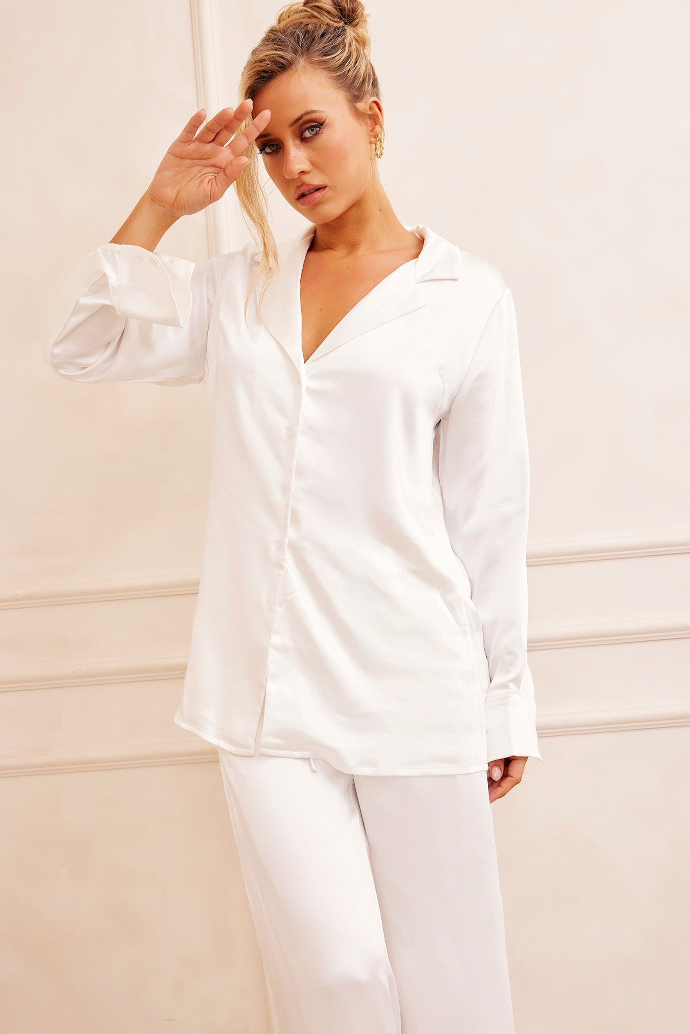 Brooklin Satin Pants - White | Sage and Paige AUS.
