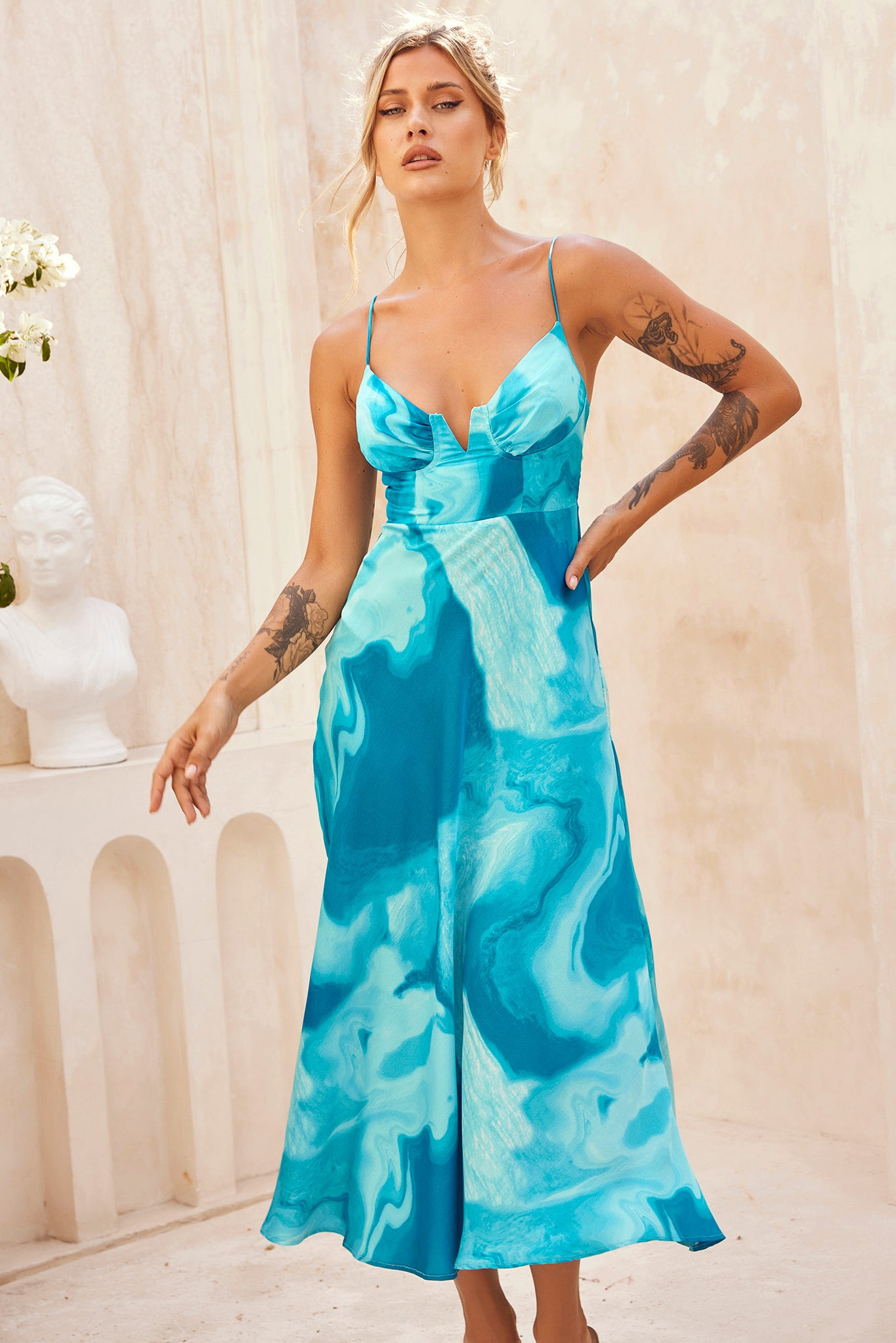 Art Of Love Midi Dress - Aqua | Sage and Paige AUS.