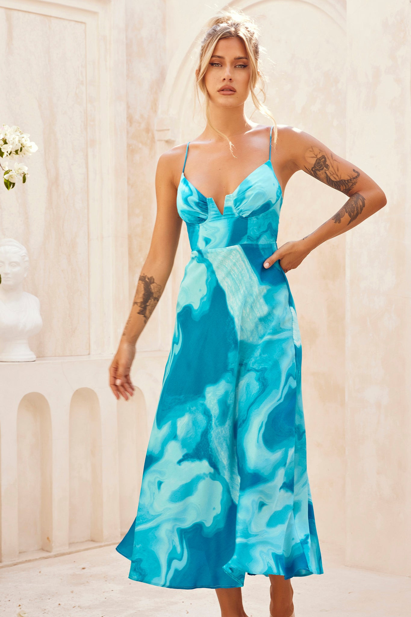 Art Of Love Midi Dress - Aqua | Sage and Paige AUS.