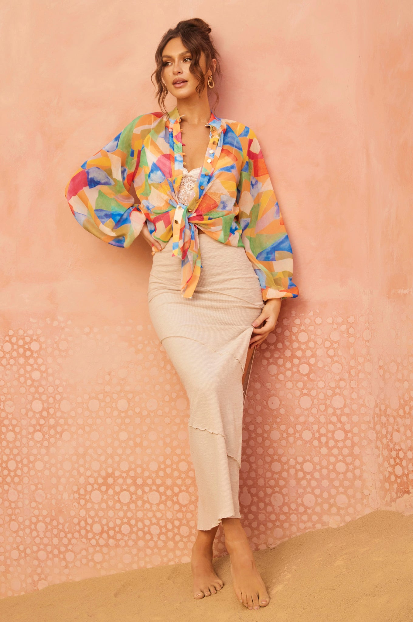 Hot Shot Blouse - Orange Multi | Sage and Paige AUS.