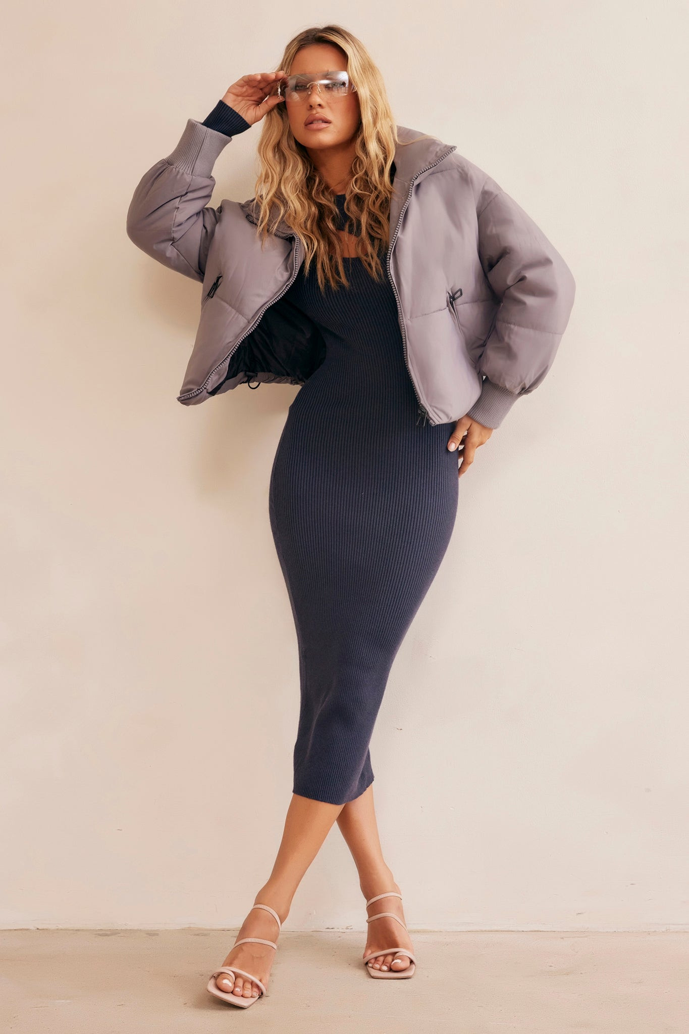 Higher Love Oversize Puff Jacket - Grey | Sage and Paige AUS.