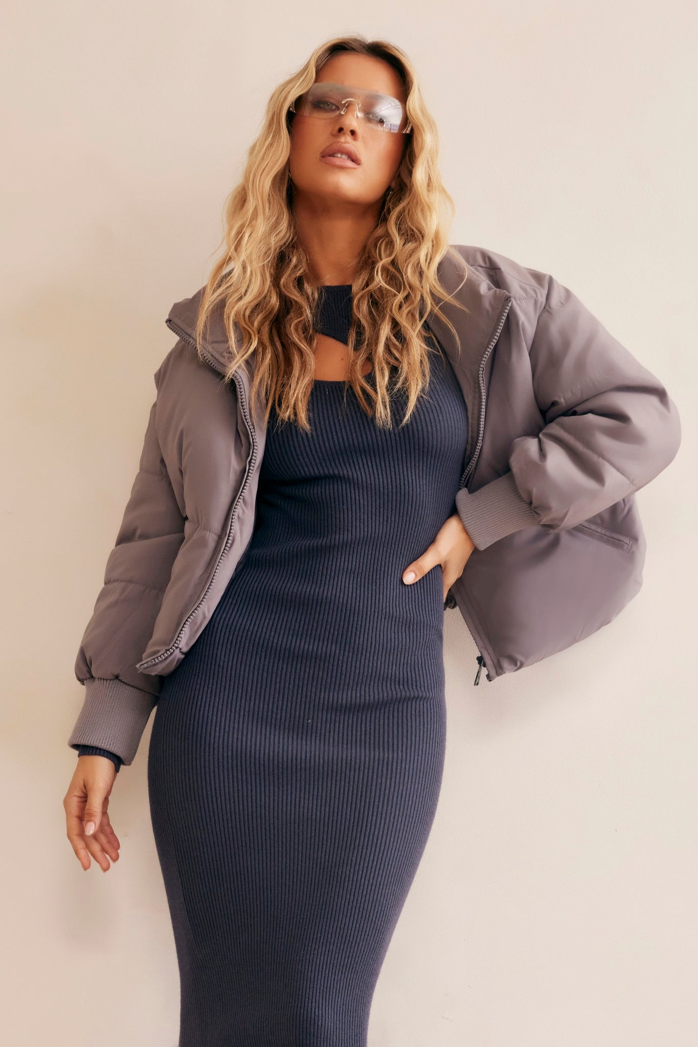 Higher Love Oversize Puff Jacket - Grey | Sage and Paige AUS.