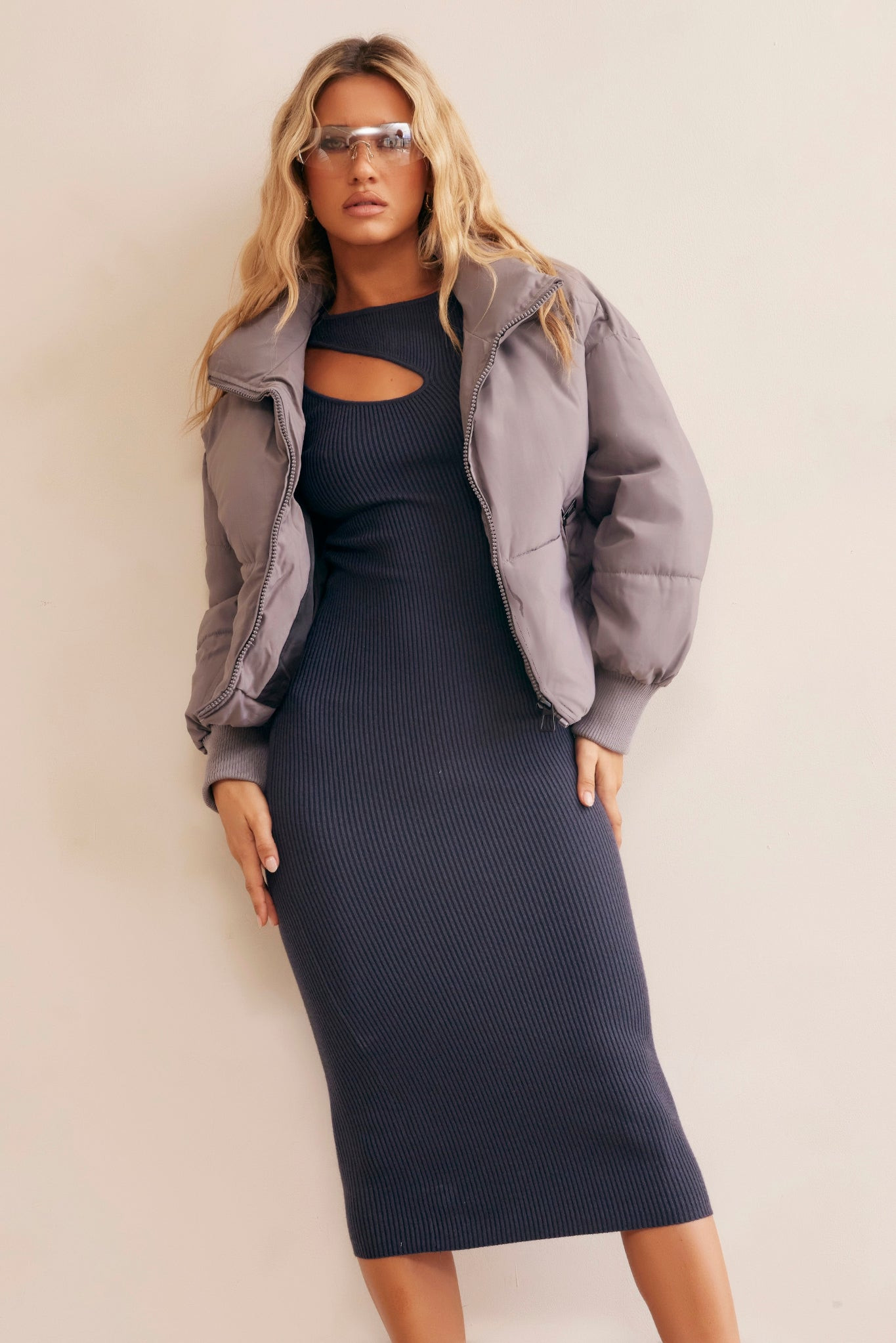 Higher Love Oversize Puff Jacket - Grey | Sage and Paige AUS.