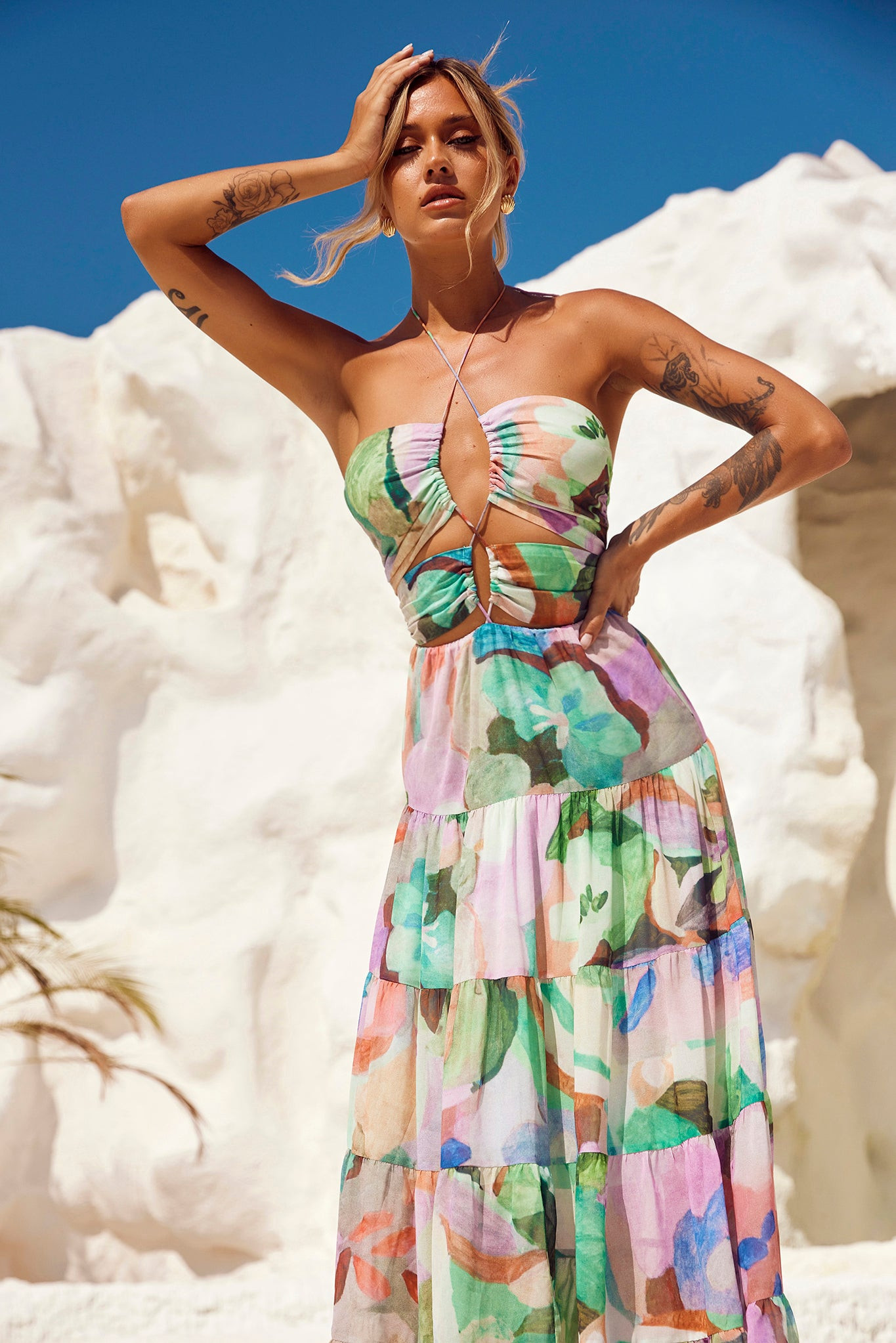 Real World Maxi Dress - Green Multi | Sage and Paige AUS.