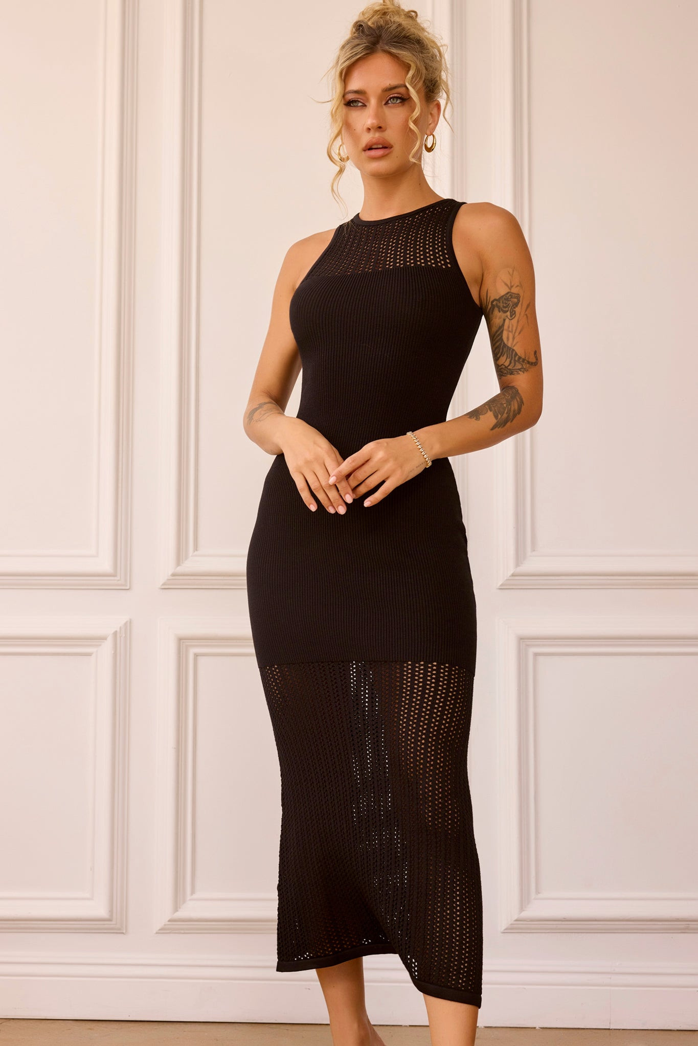 Butterfly Effect Knit Midi Dress - Black | Sage and Paige AUS.