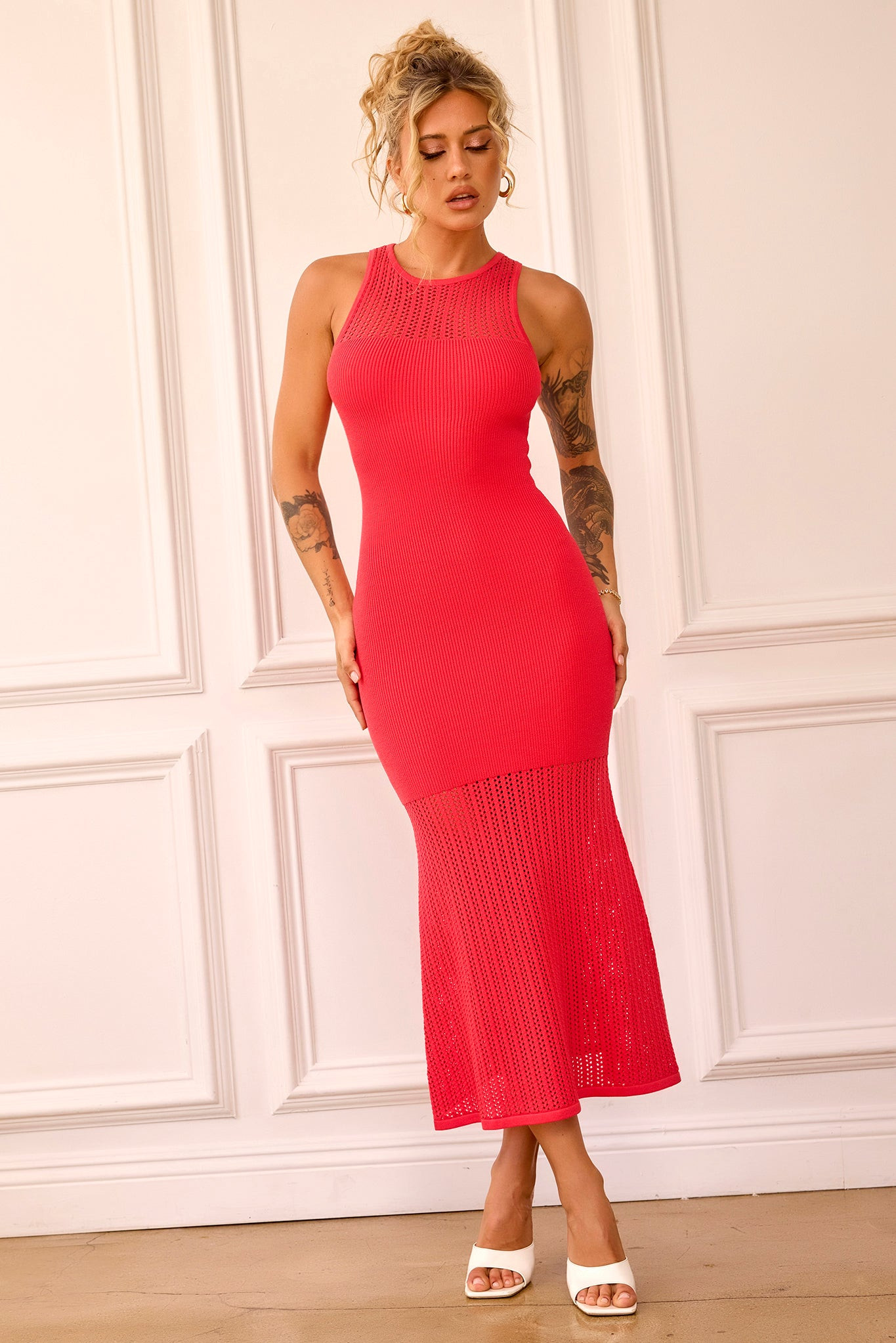Butterfly Effect Knit Midi Dress - Red | Sage and Paige AUS.