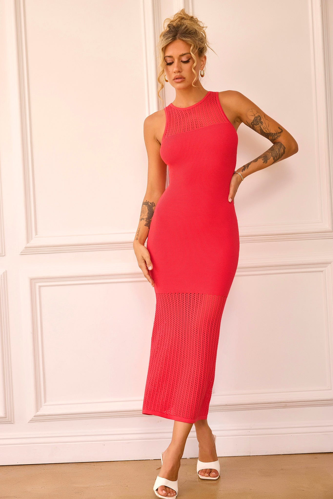 Butterfly Effect Knit Midi Dress - Red | Sage and Paige AUS.