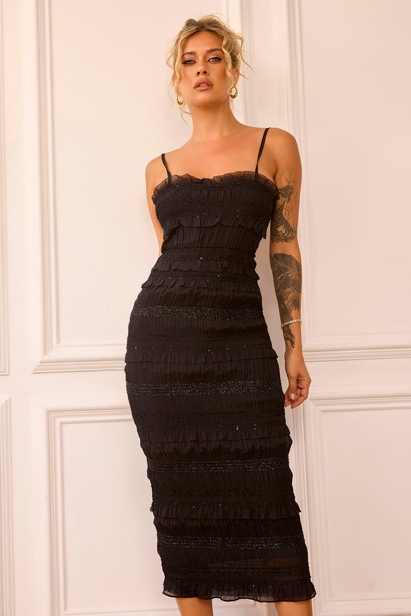 The Lineup Midi Dress - Black | Sage and Paige AUS.