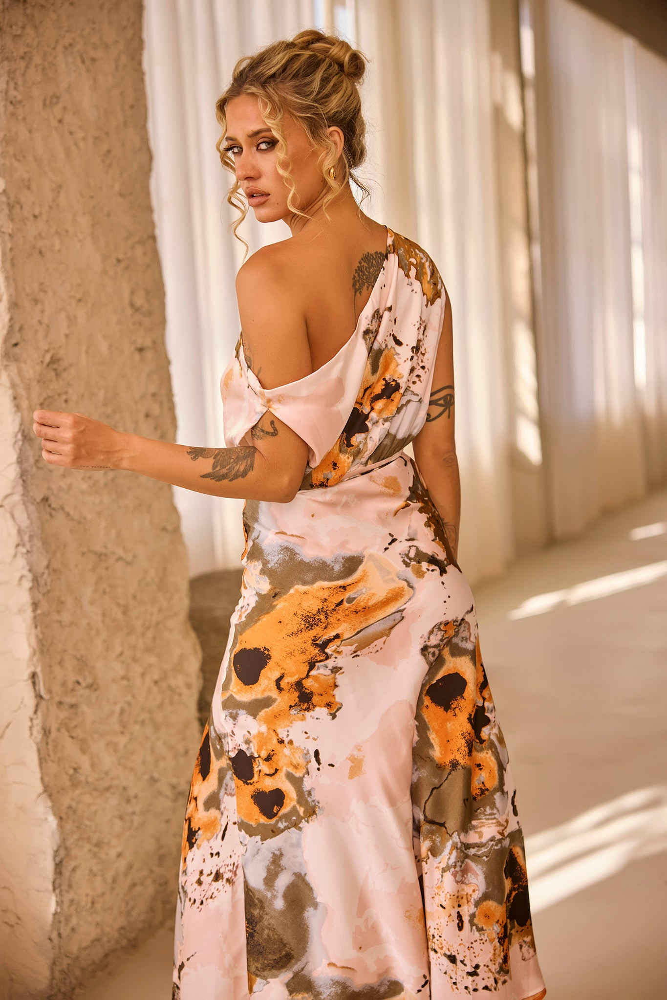 Tanya Midi Dress - Beige Multi | Sage and Paige AUS.
