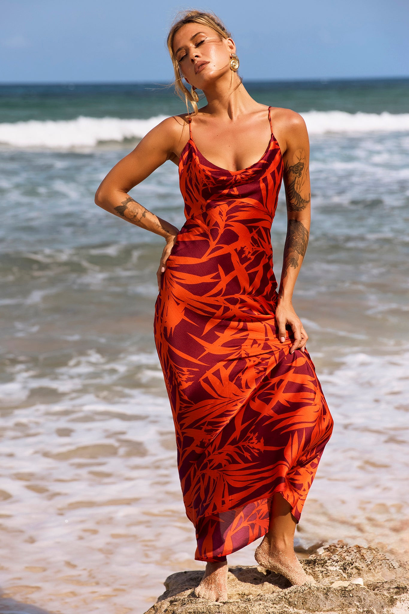 May In A Mood Maxi Dress - Red Multi | Sage and Paige AUS.