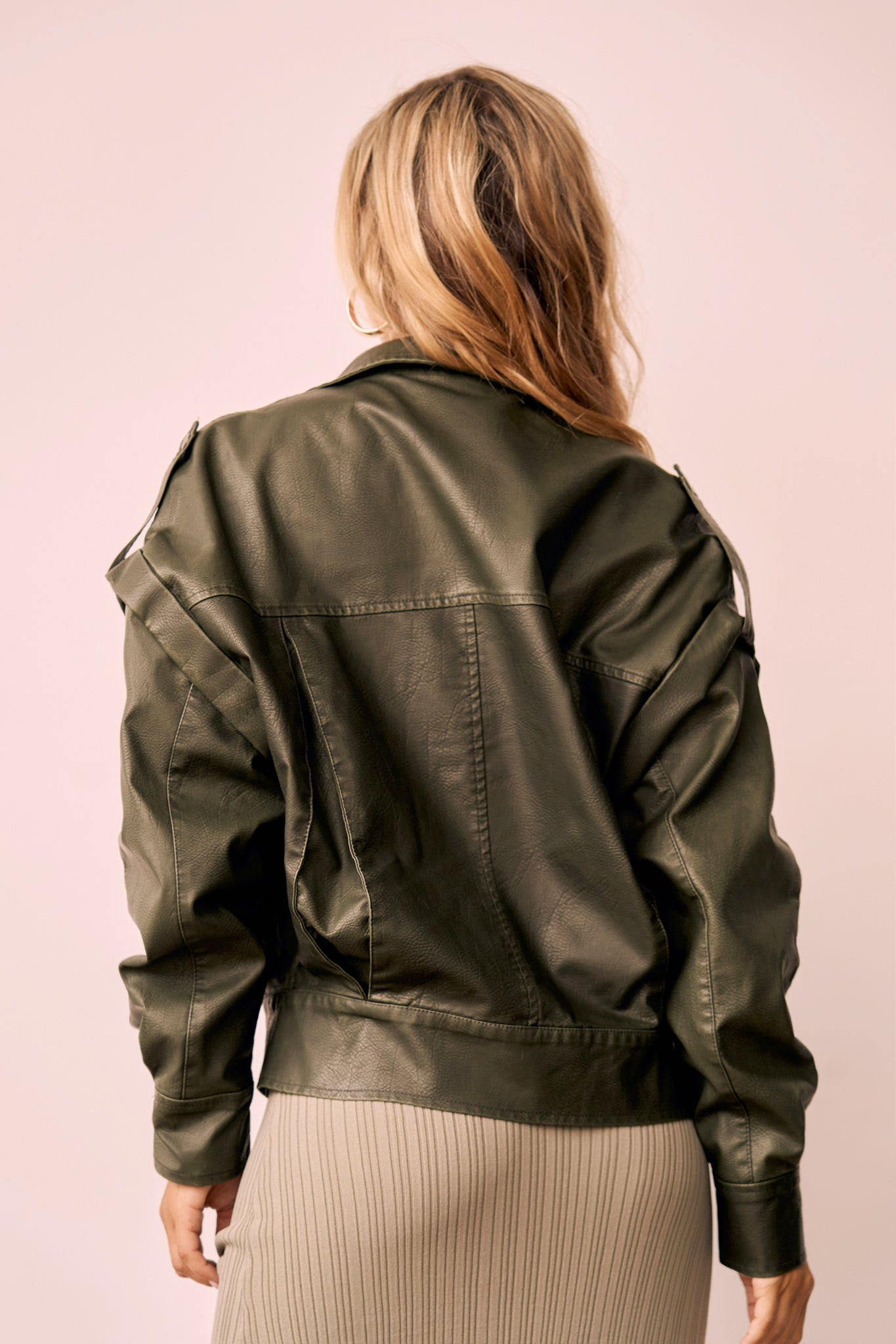 Penny Vegan Leather Jacket - Moss | Sage and Paige AUS.