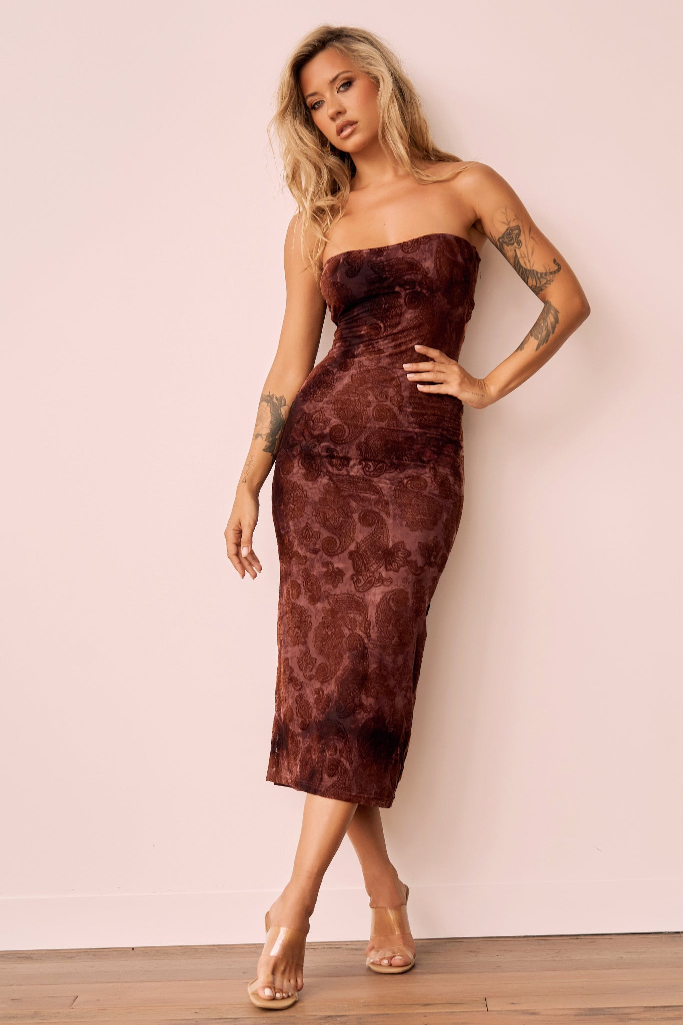 Surprise Moments Midi Dress - Brown | Sage and Paige AUS.