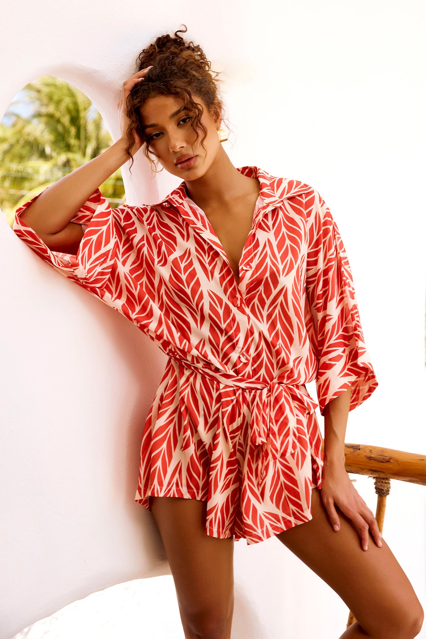 Ciao For Now Playsuit - Beige Red | Sage and Paige AUS.