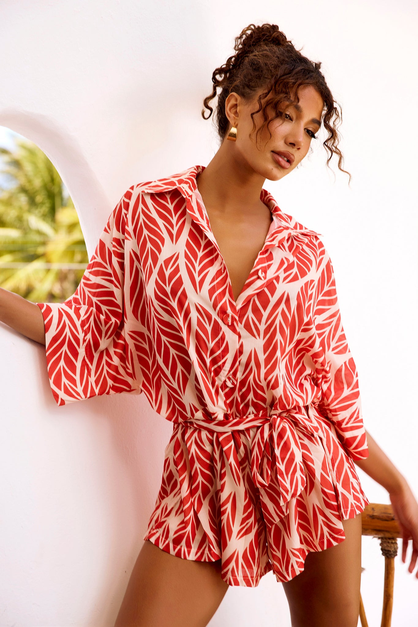 Ciao For Now Playsuit - Beige Red | Sage and Paige AUS.